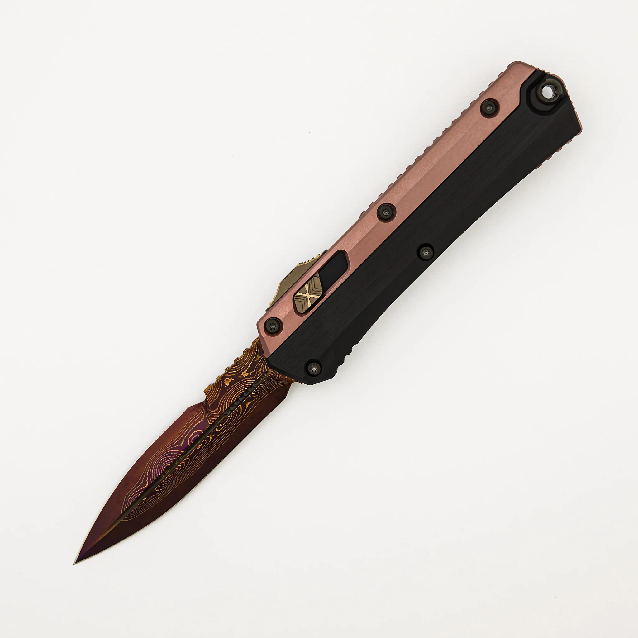 "Marfione Select" Glykon - Bayonet Blued Baker Forge Coppermai - Hefted Alloy w/ Rose Gold PVD Accents - DLC Hard Cut w/ Purple Ti Accent