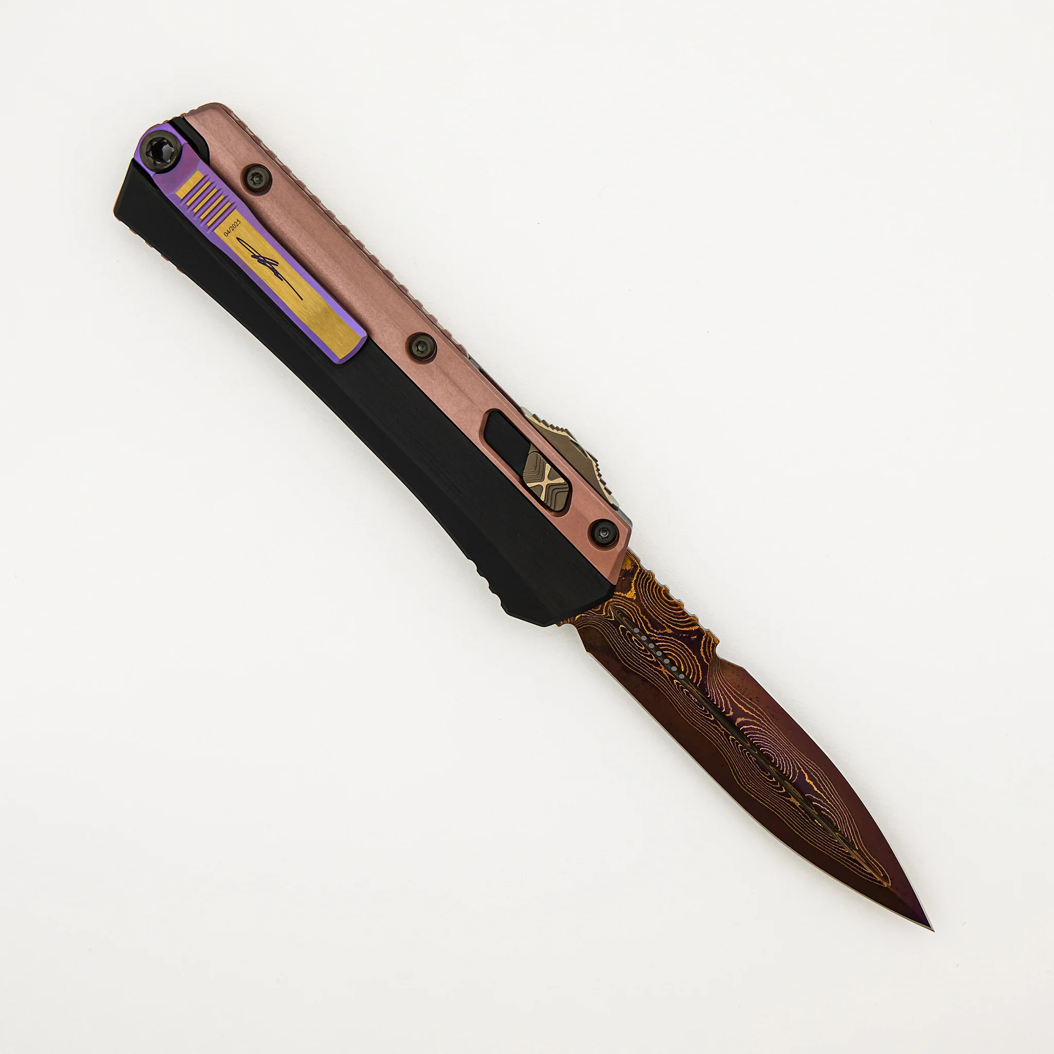 "Marfione Select" Glykon - Bayonet Blued Baker Forge Coppermai - Hefted Alloy w/ Rose Gold PVD Accents - DLC Hard Cut w/ Purple Ti Accent - Image 2