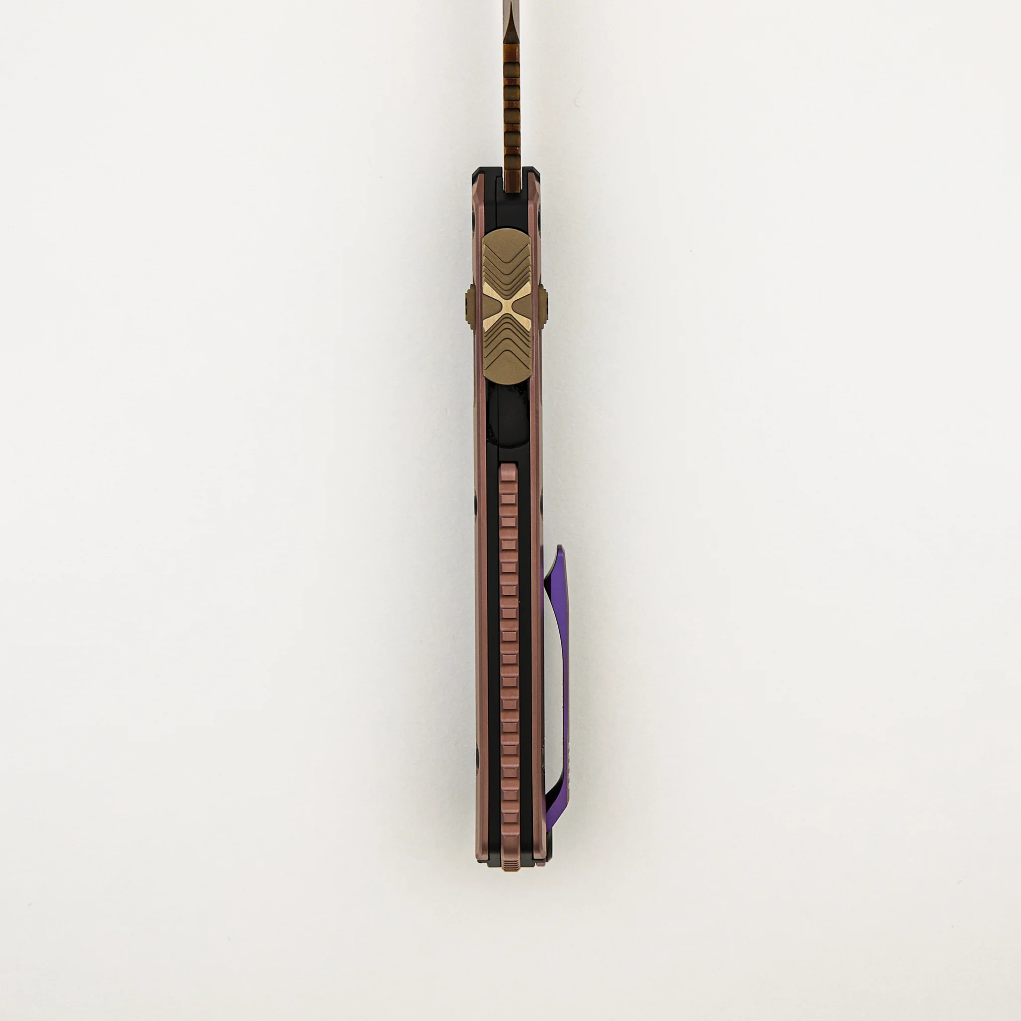 "Marfione Select" Glykon - Bayonet Blued Baker Forge Coppermai - Hefted Alloy w/ Rose Gold PVD Accents - DLC Hard Cut w/ Purple Ti Accent - Image 6