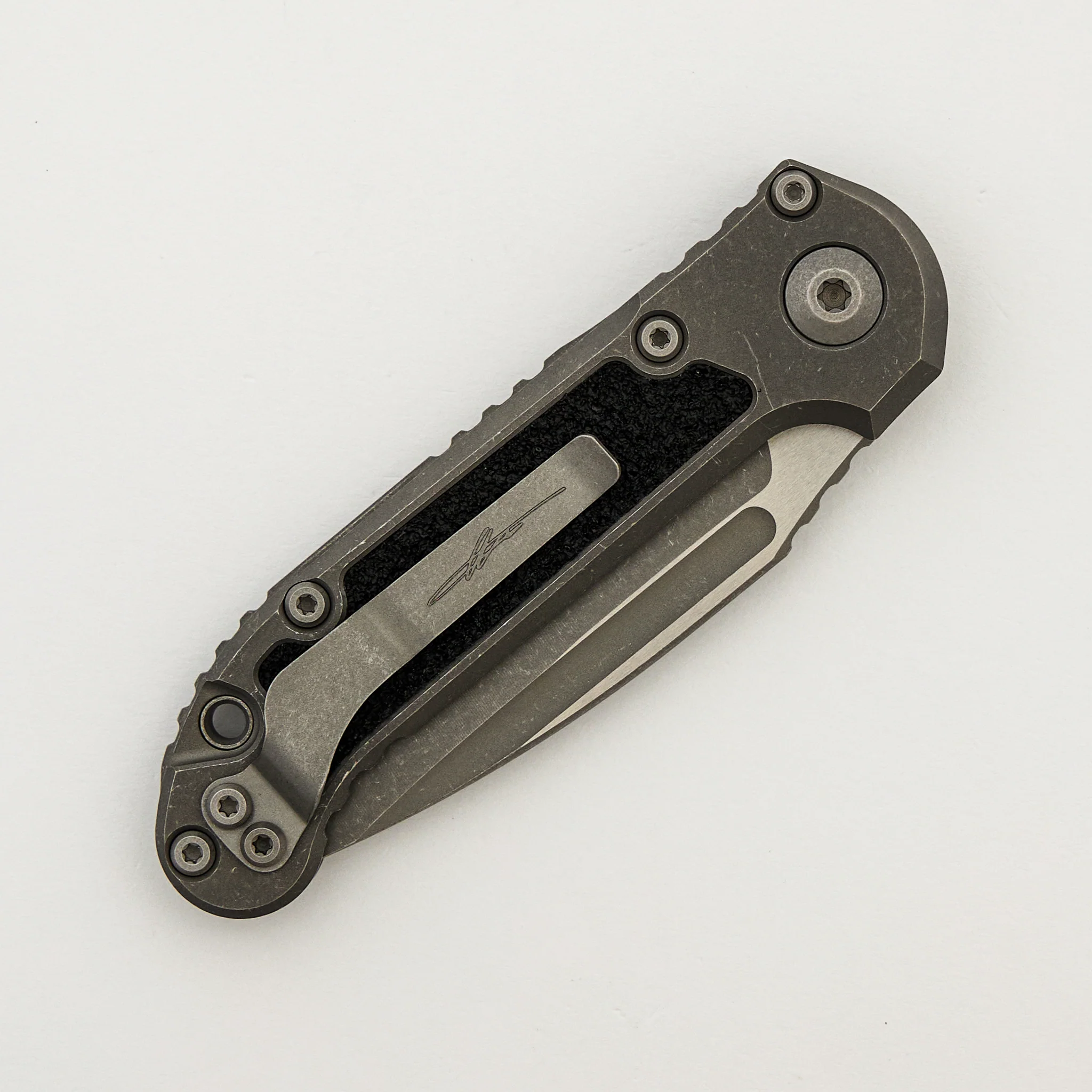 "Marfione Select" L.U.D.T. Clip Point Apocalyptic Finish Titanium W/ Textured Inlay 1135-10APMS2 - Image 4