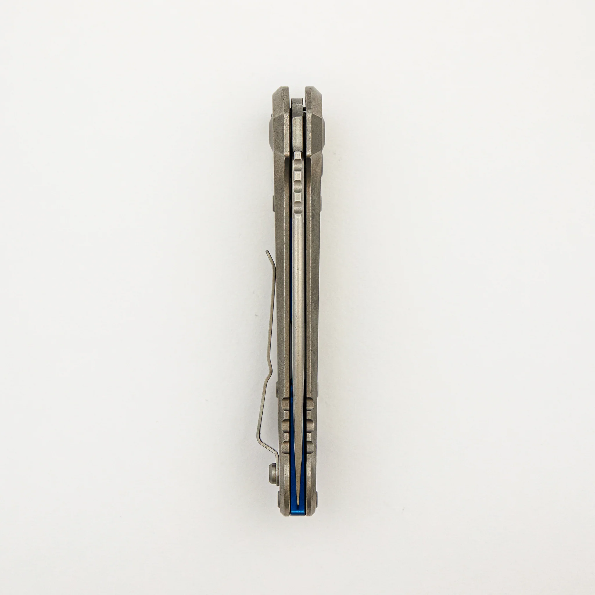 "Marfione Select" L.U.D.T. Clip Point Stonewash Finish Frag Pattern Titanium W/ Blue Accent 1135-10FRMS2 - Image 5