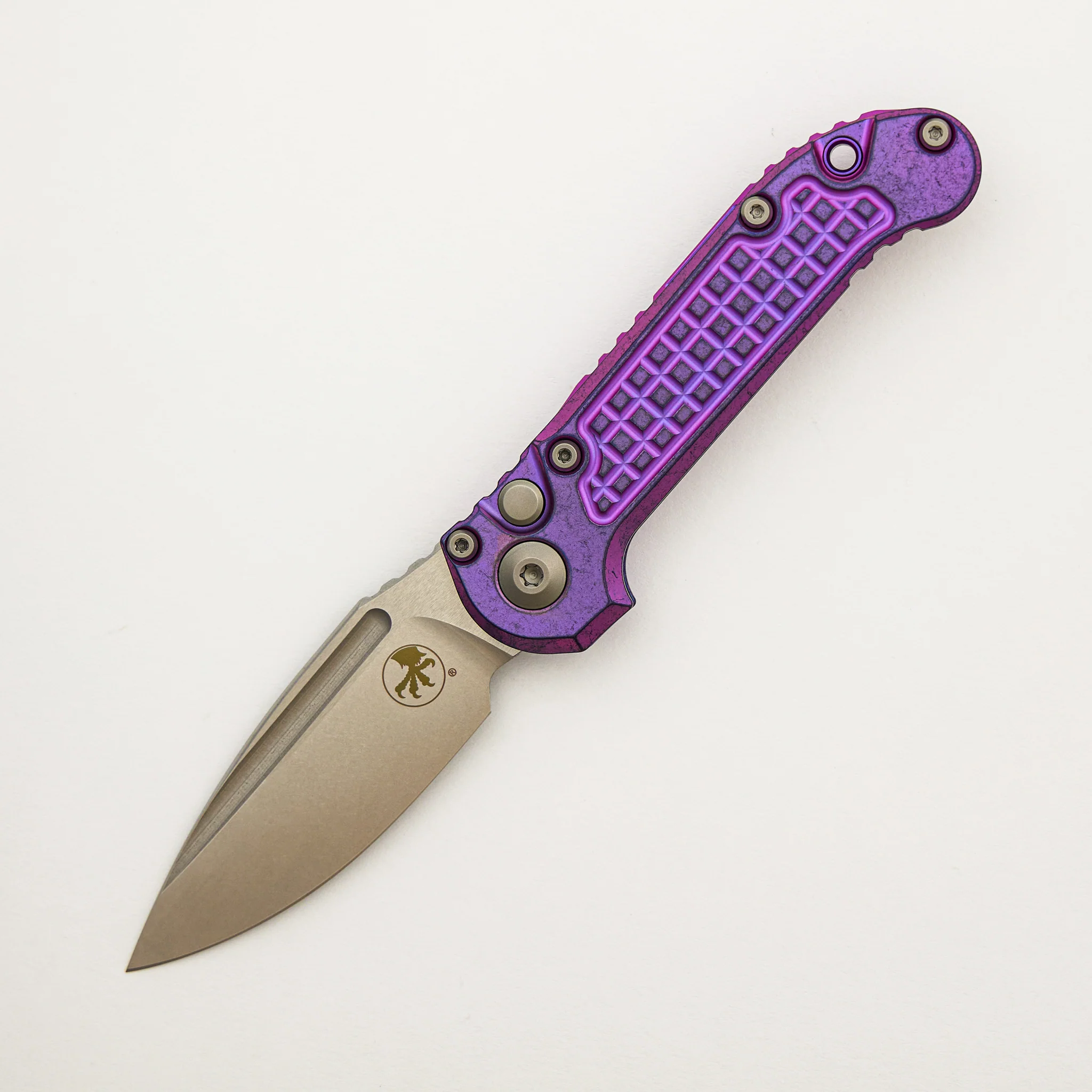 "Marfione Select" L.U.D.T. Clip Point Stonewash Finish Purple Haze Anodized Frag Pattern Titanium W/ Purple Accent 1135-10FRMS5