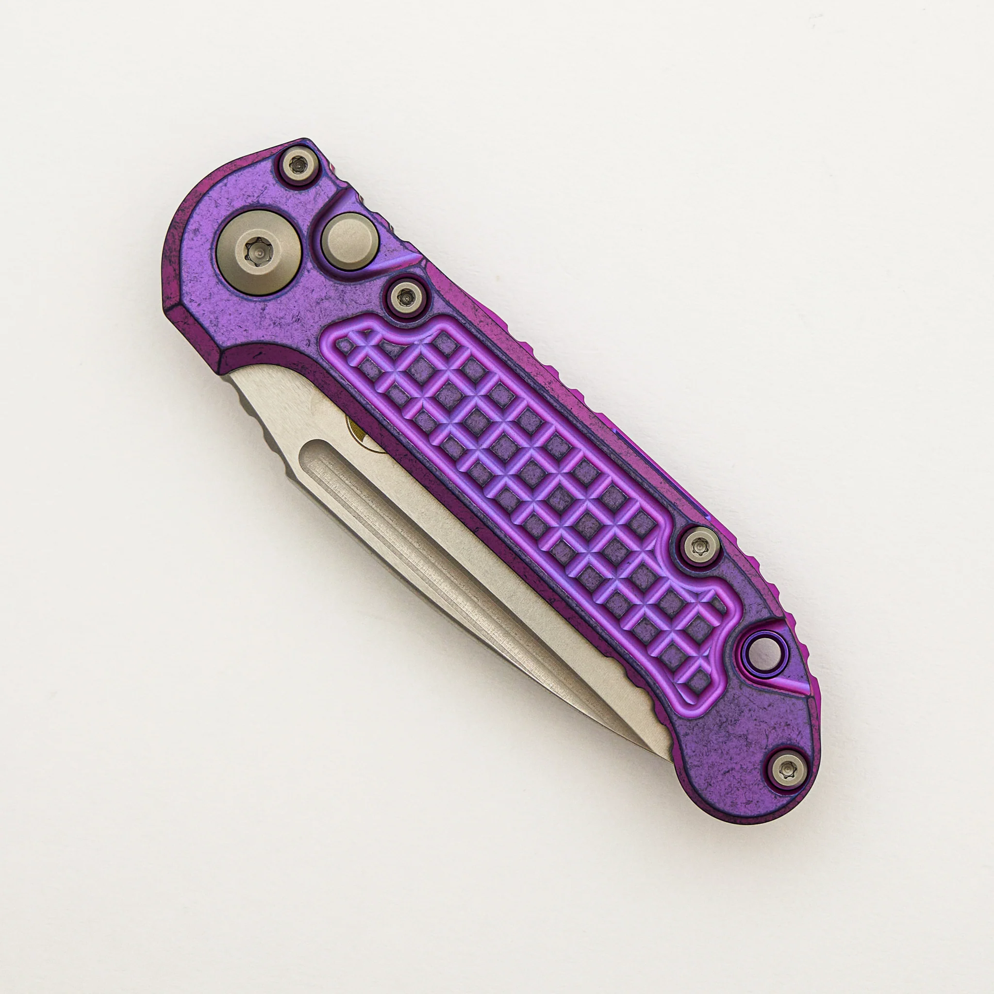 "Marfione Select" L.U.D.T. Clip Point Stonewash Finish Purple Haze Anodized Frag Pattern Titanium W/ Purple Accent 1135-10FRMS5 - Image 3