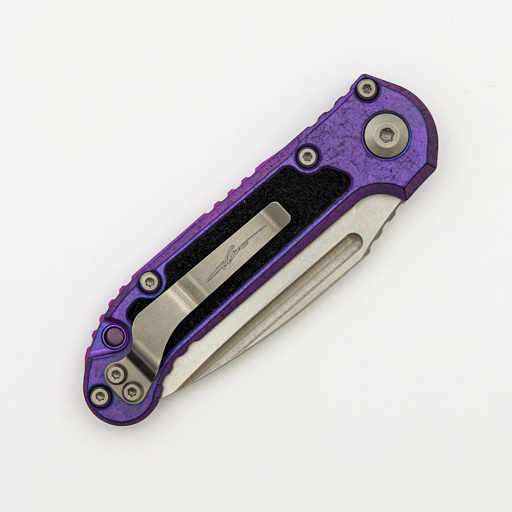"Marfione Select" L.U.D.T. Clip Point Stonewash Finish Purple Haze Anodized Titanium W/ Textured Inlay and Purple Accent 1135-10MS10 - Image 4