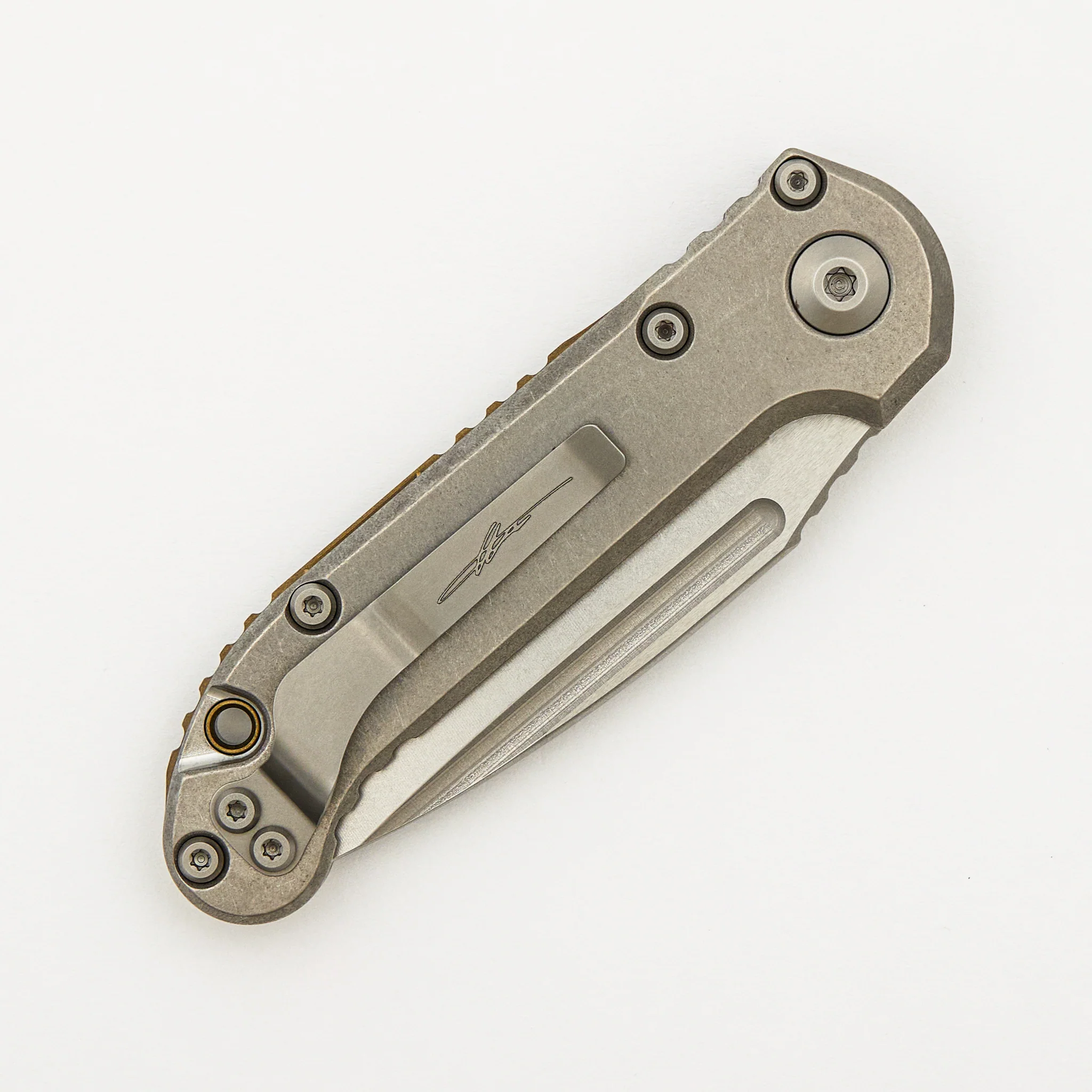 "Marfione Select" L.U.D.T. Clip Point Stonewash Finish Slab Side Titanium W/ Bronze Titanium Accent 1135-10MS7 - Image 4