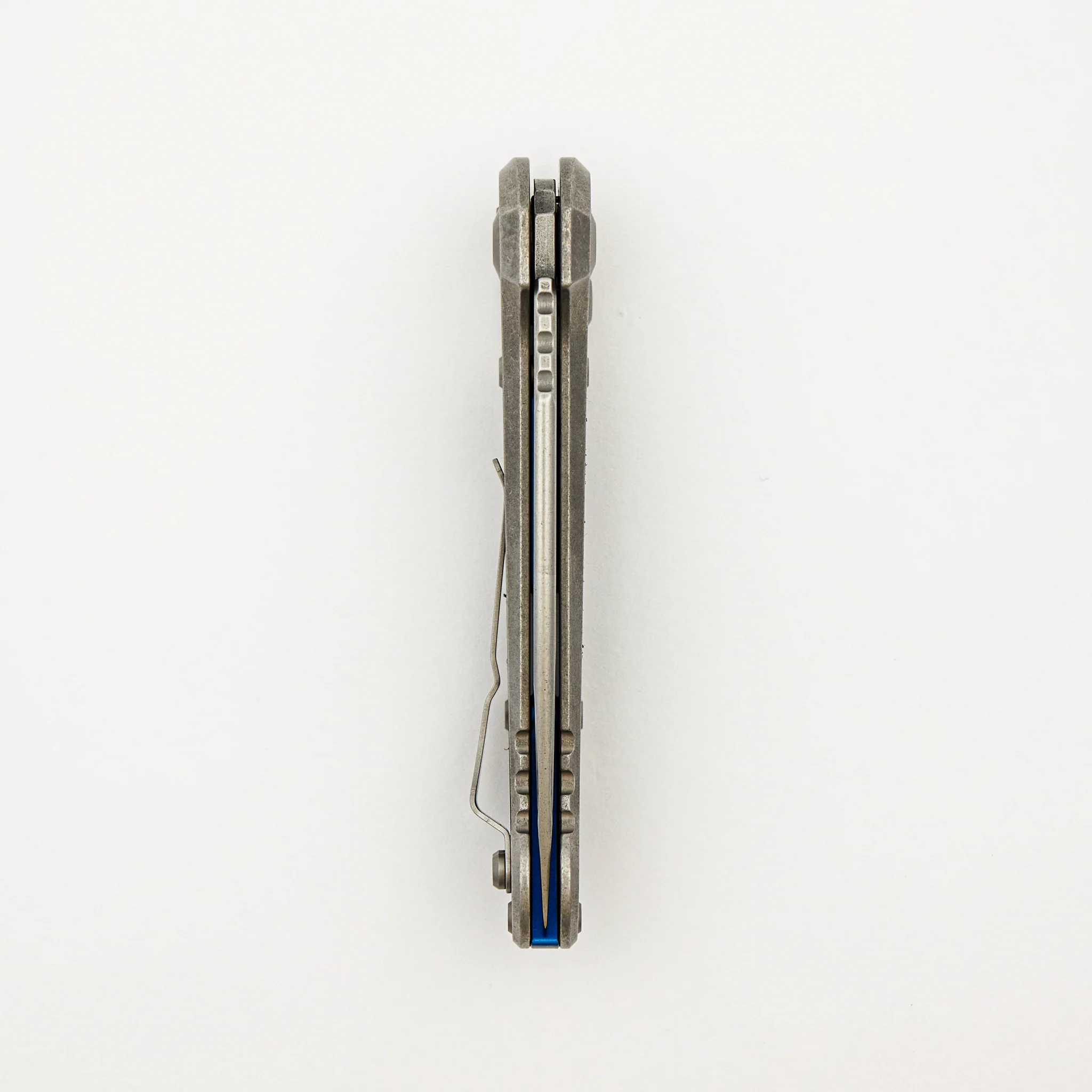"Marfione Select" L.U.D.T. Clip Point Stonewash Finish Titanium W/ Textured Inlay and Blue Titanium Accent 1135-10MS4 - Image 5
