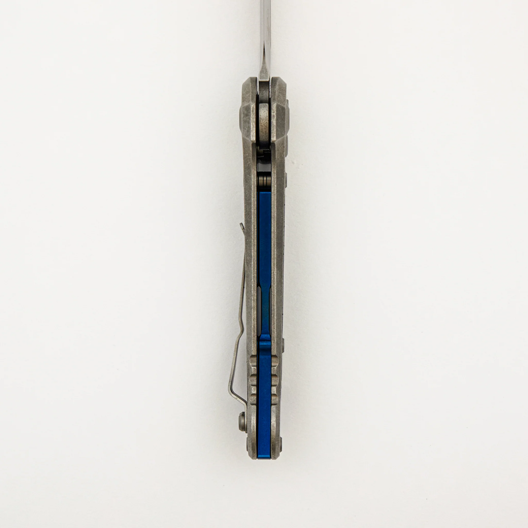 "Marfione Select" L.U.D.T. Clip Point Stonewash Finish Titanium W/ Textured Inlay and Blue Titanium Accent 1135-10MS4 - Image 6