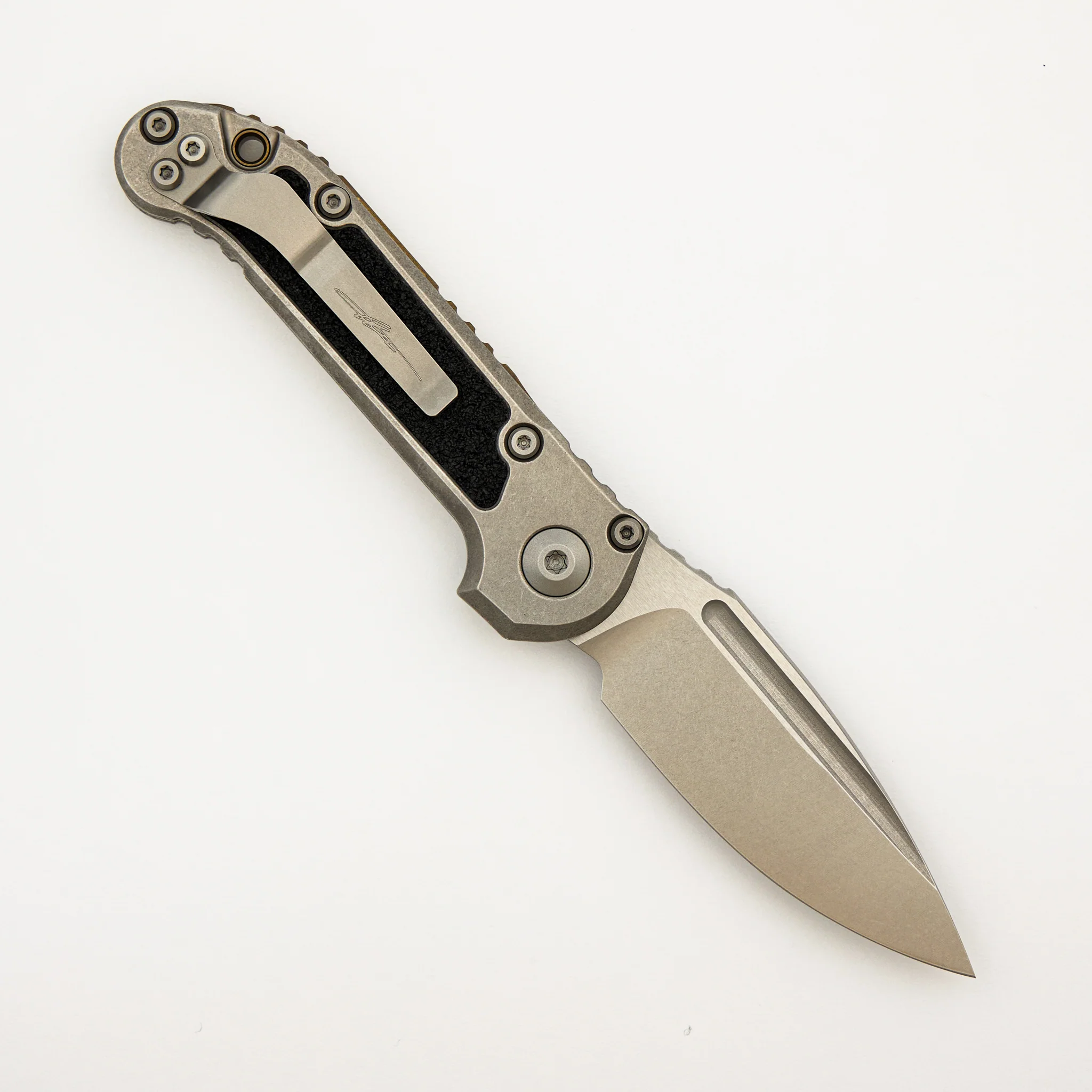 "Marfione Select" L.U.D.T. Clip Point Stonewash Finish Titanium W/ Textured Inlay and Bronze Titanium Accent 1135-10MS8 - Image 2