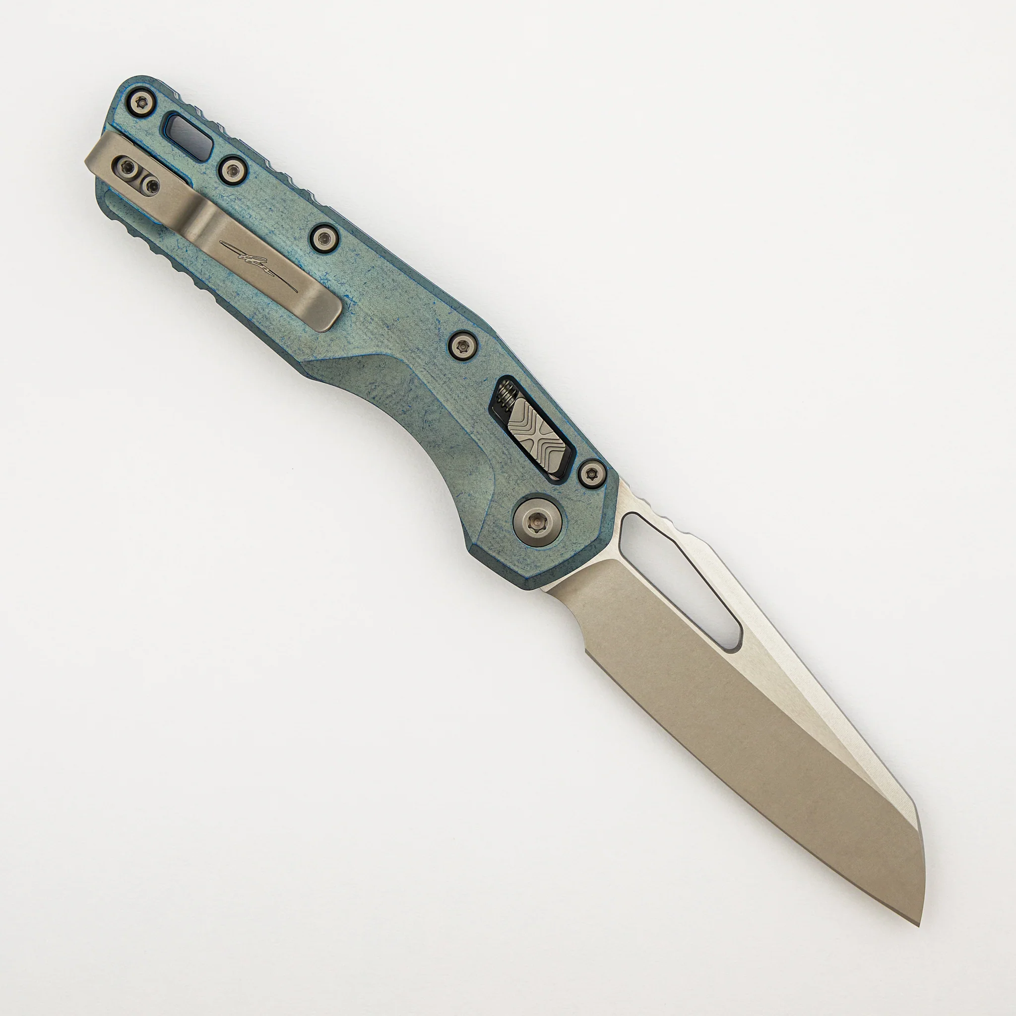 "Marfione Select" MSI - RAM-LOK - Stonewash Finish Ice Blue Anodized Slab Side Titanium W/ Blue Titanium Accent 210-10MS6 - Image 2