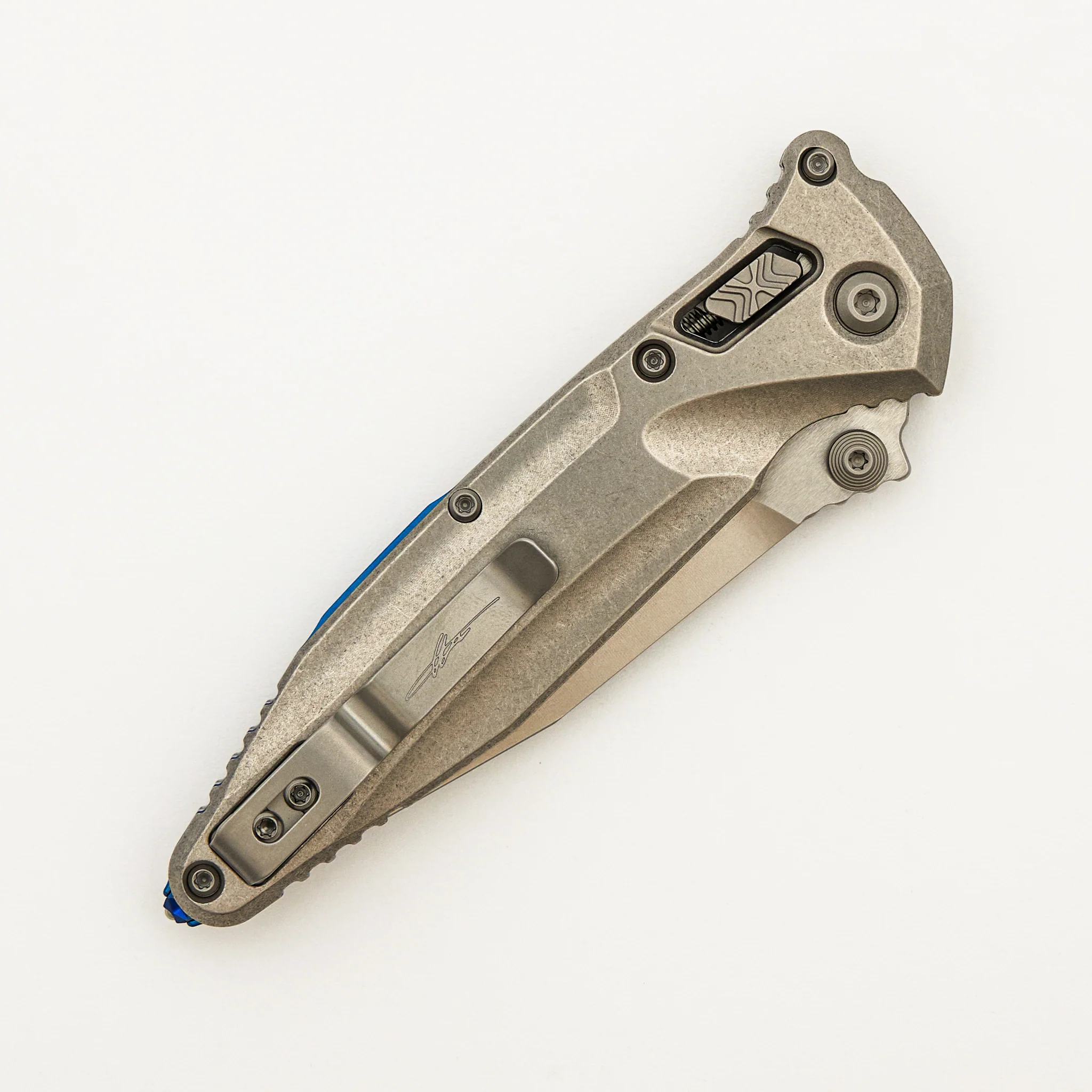 "Marfione Select" Socom Delta RAM-LOK Spear Point Stonewash Finish Titanium w/ Blue Titanium Accents 159RL-10SMS3 - Image 4