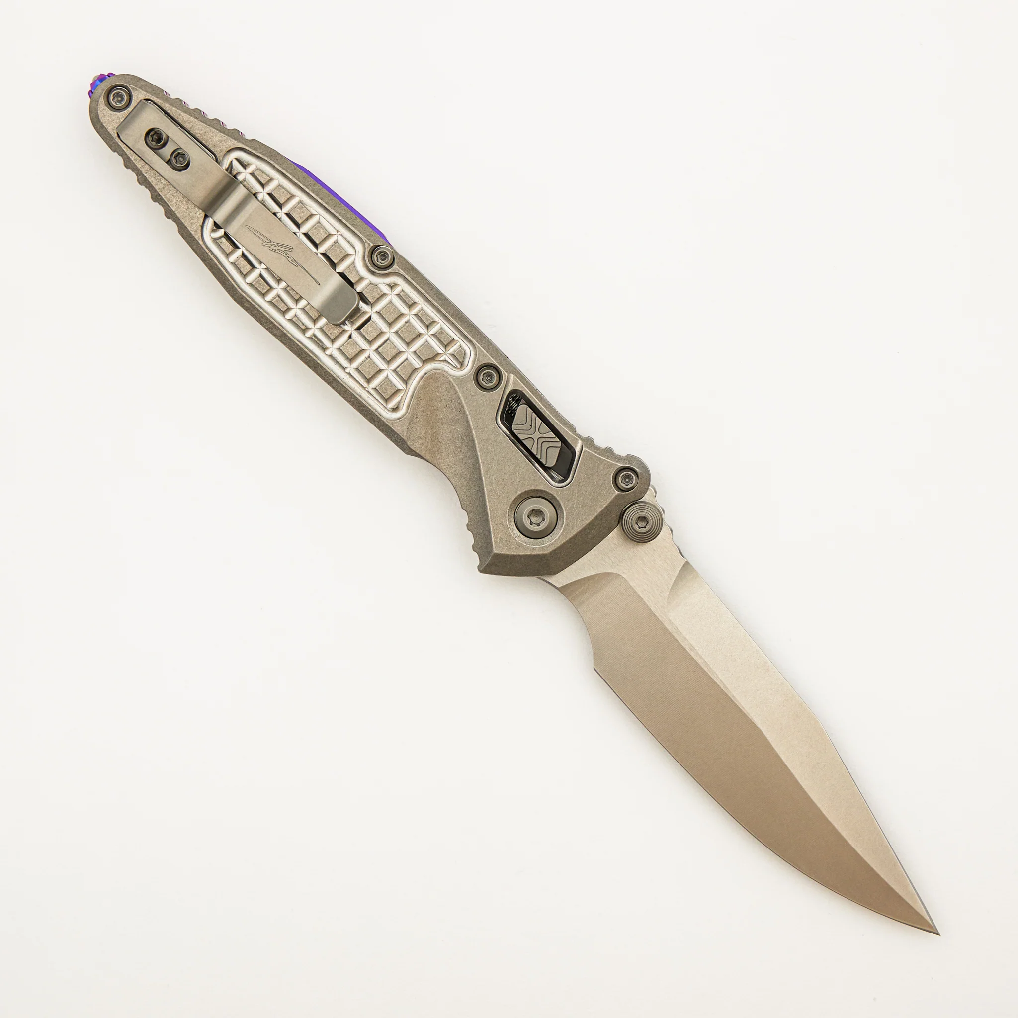 "Marfione Select" Socom RAM-LOK Spear Point Stonewash Finish Frag Pattern Titanium w/ Purple Titanium Accents 160RL-10FRMS4 - Image 2
