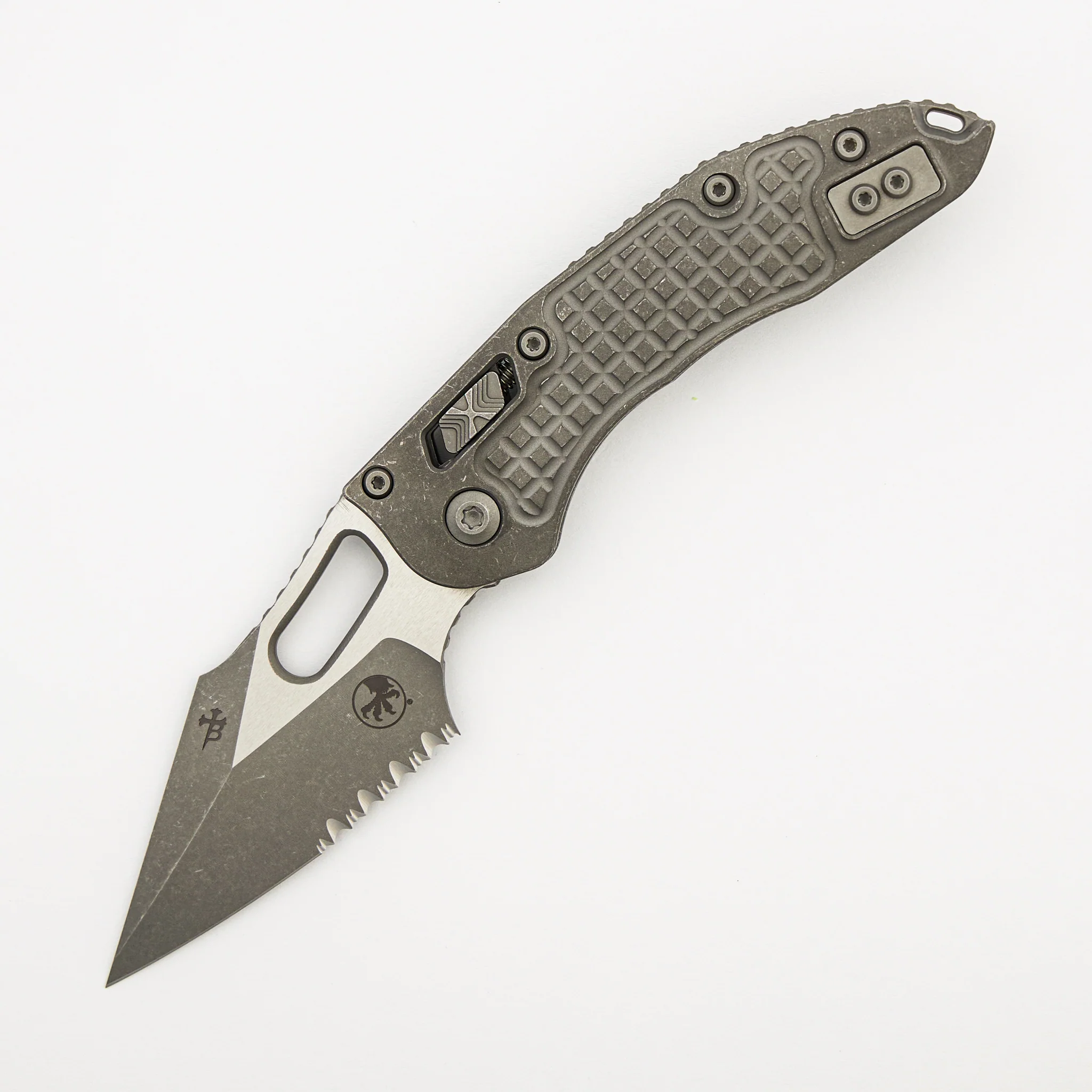 "Marfione Select" Stitch - RAM-LOK Partial Serrated Apocalyptic Finish Frag Pattern Titanium 169RL-11APFRMS1