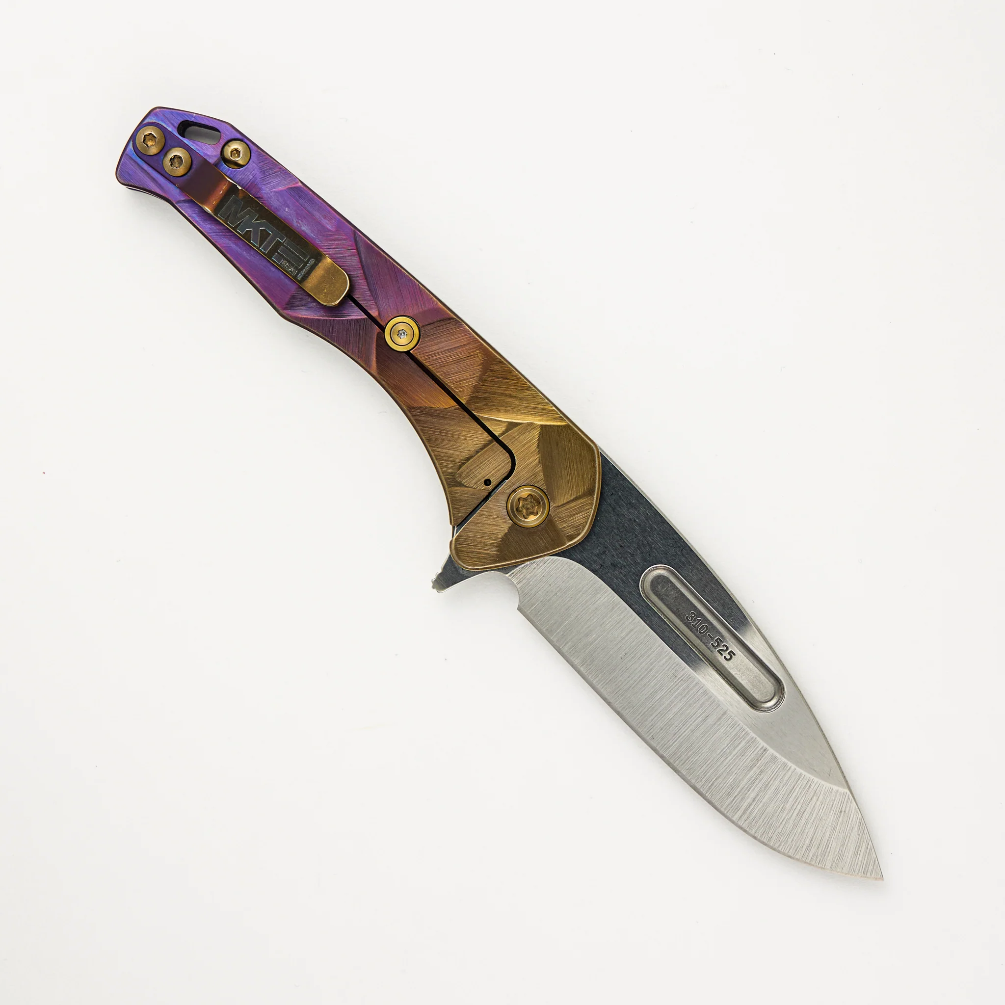 Praetorian Slim Flipper - S45VN Blade - Bronze/Violet "Stained Glass" Handle - Image 2