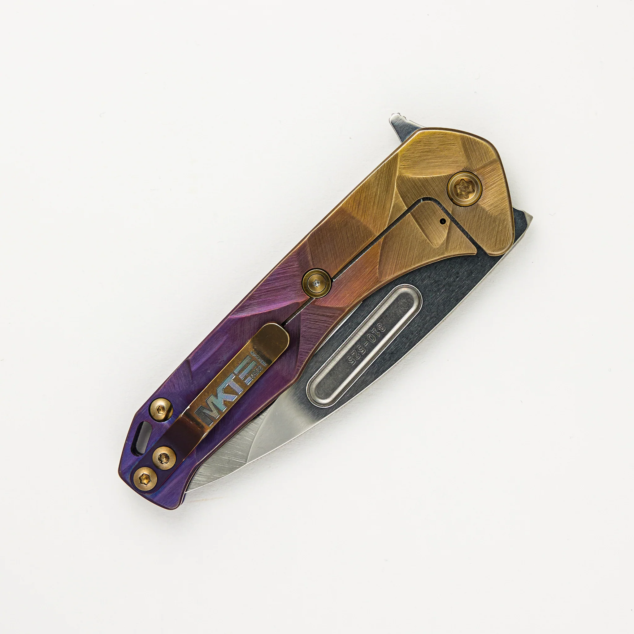 Praetorian Slim Flipper - S45VN Blade - Bronze/Violet "Stained Glass" Handle - Image 4
