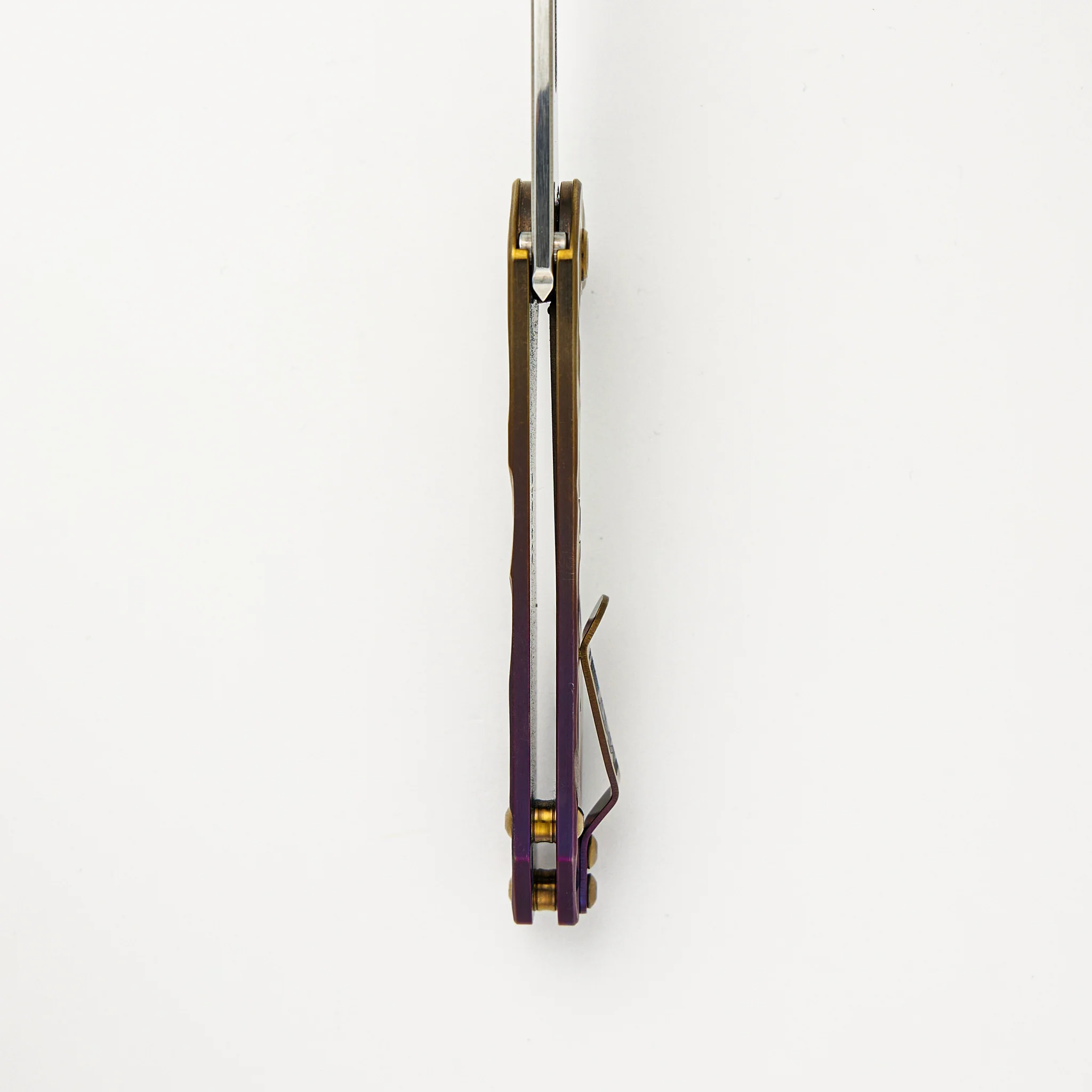 Praetorian Slim Flipper - S45VN Blade - Bronze/Violet "Stained Glass" Handle - Image 7