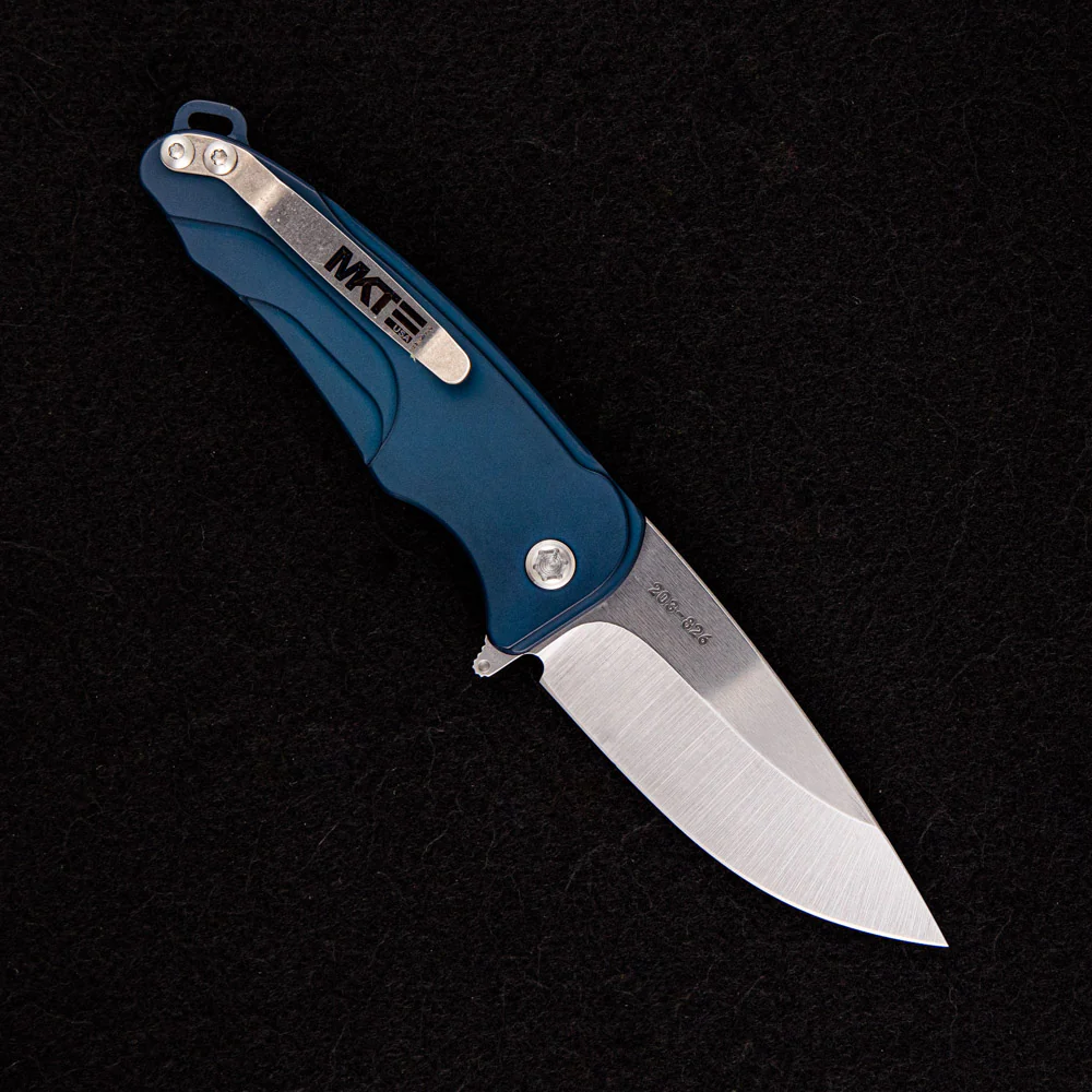 Smooth Criminal – Blue Aluminum Handle – Tumbled S35VN Blade - Image 2