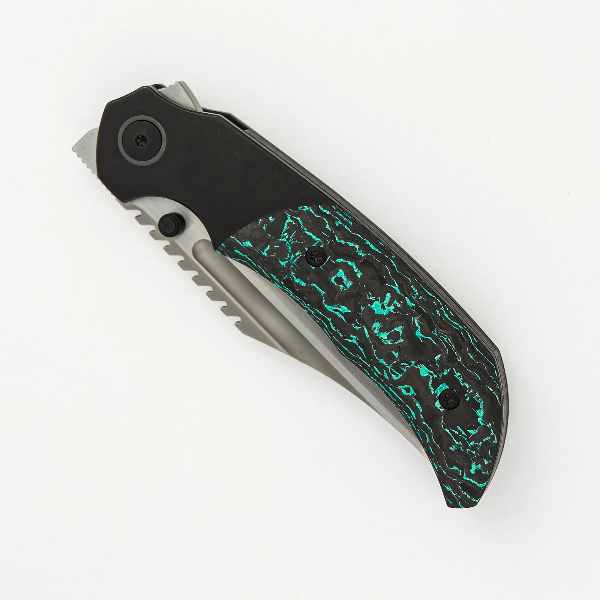 Mini Ultimatum - Hand Rub MagnaCut Blade Grind No. 2 - Teal TechnoCarbo/Black PVD Titanium - Image 3