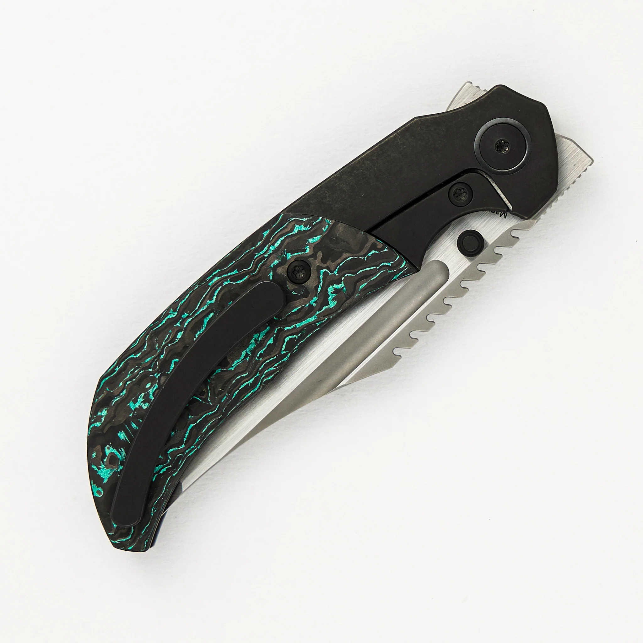 Mini Ultimatum - Hand Rub MagnaCut Blade Grind No. 2 - Teal TechnoCarbo/Black PVD Titanium - Image 4
