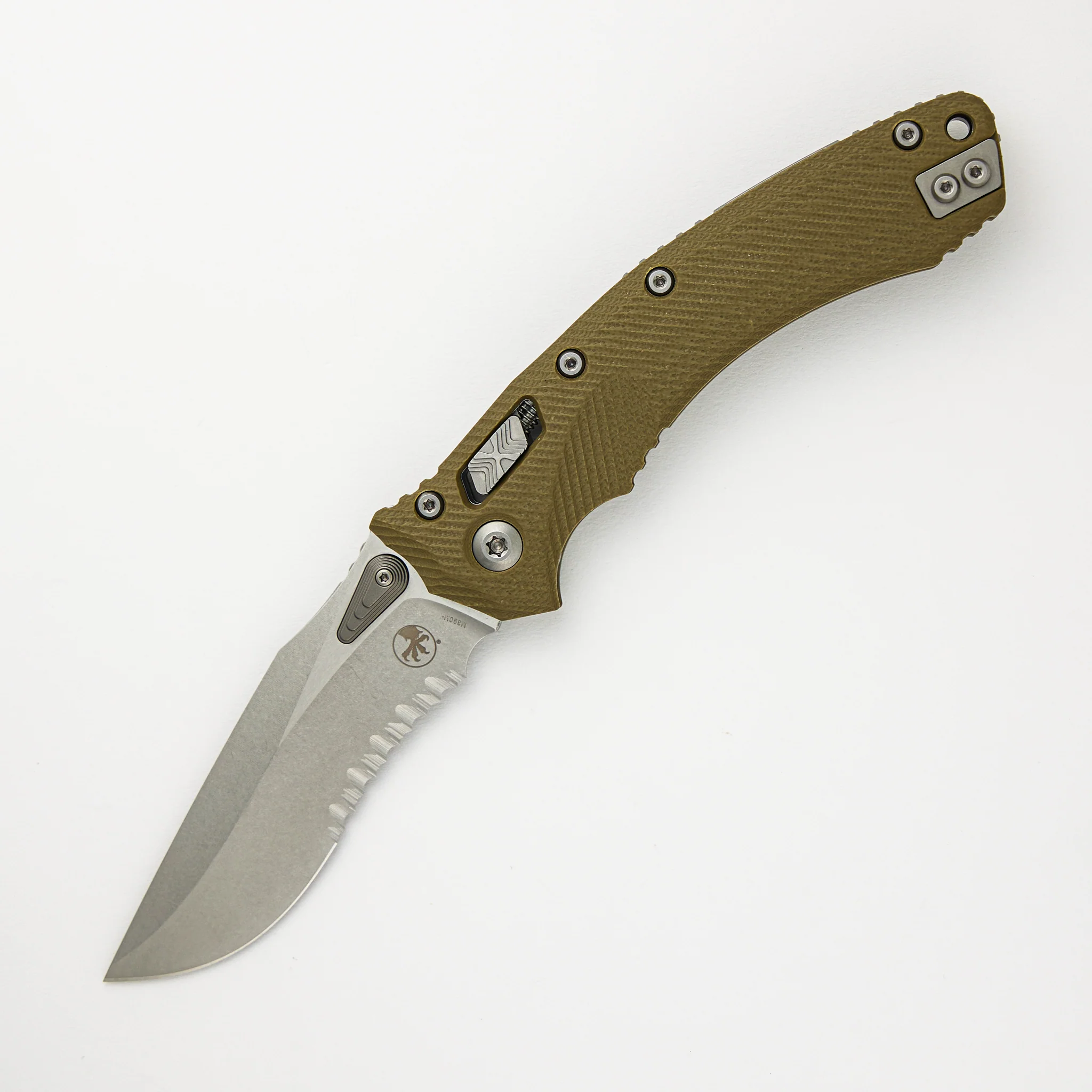 Amphibian - RAM-LOK S/E Stonewash Partial Serrated Fluted Olive Drab G10 137RL-11FLGTOD