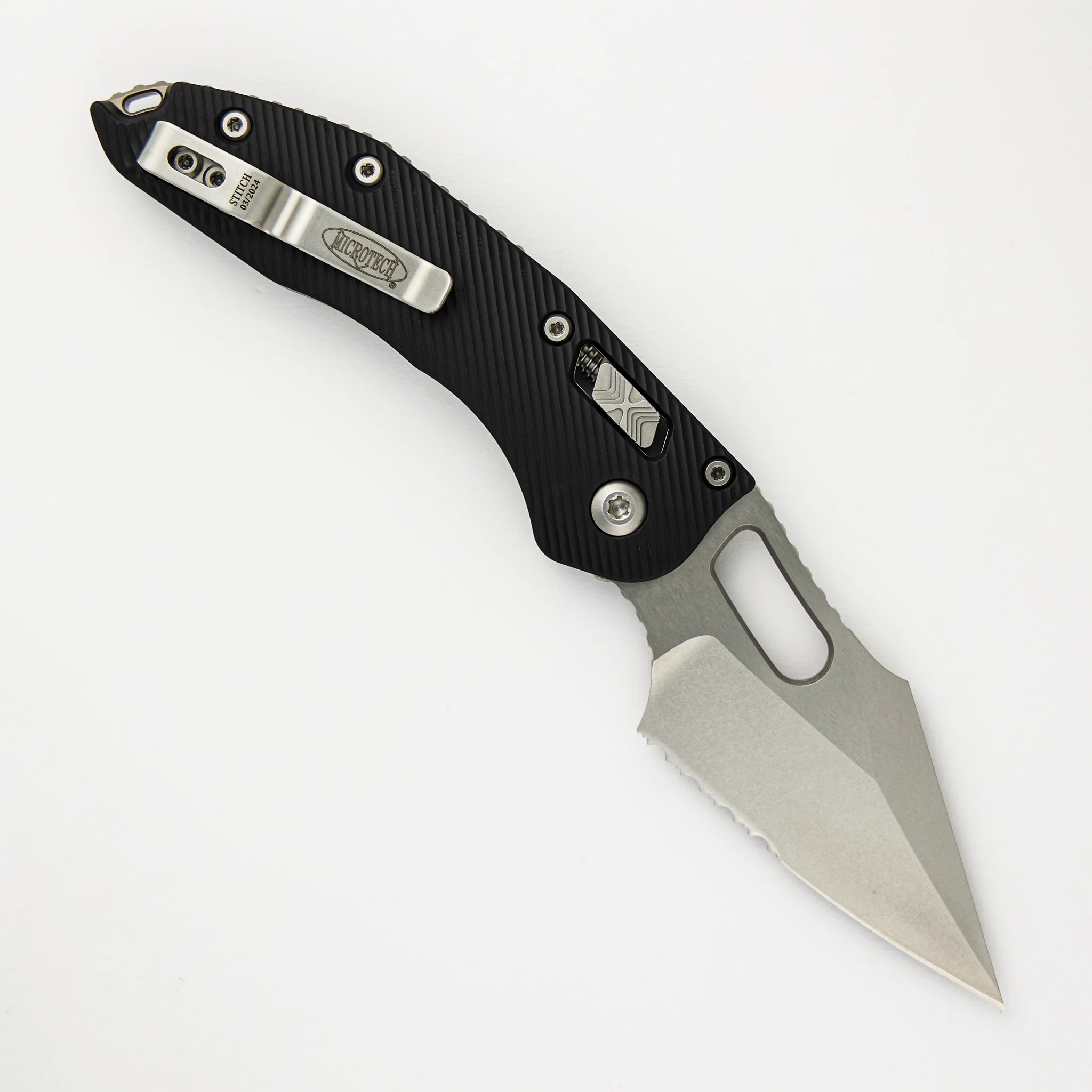 Stitch – RAM-LOK S/E Fluted Black Aluminum Stonewash Partial Serrated 169RL-11FL (Borka Blades Design) - Image 2