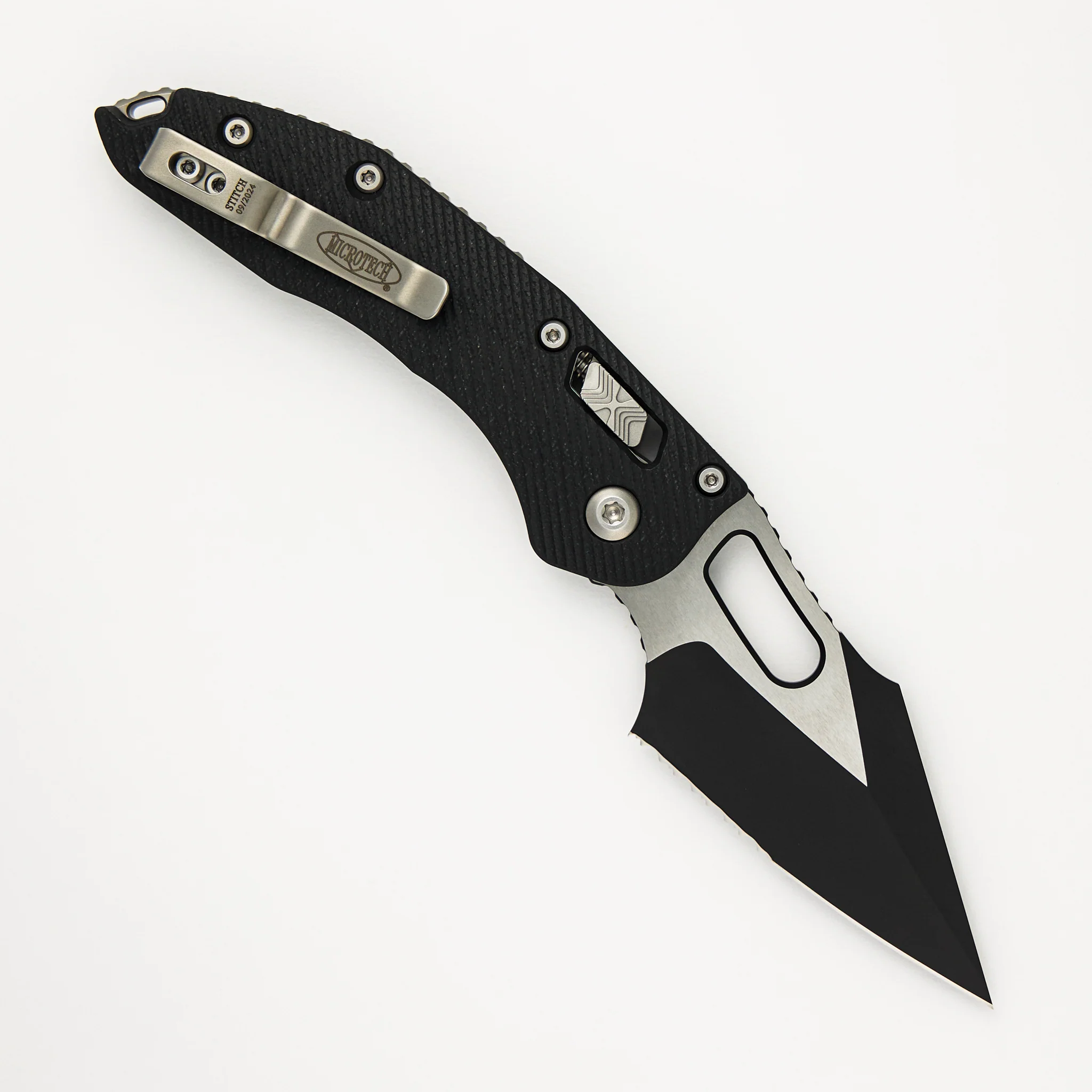 Stitch – RAM-LOK S/E Fluted G-10 Black Partial Serrated 169RL-2 FLGTBK (Borka Blades Design) - Image 2