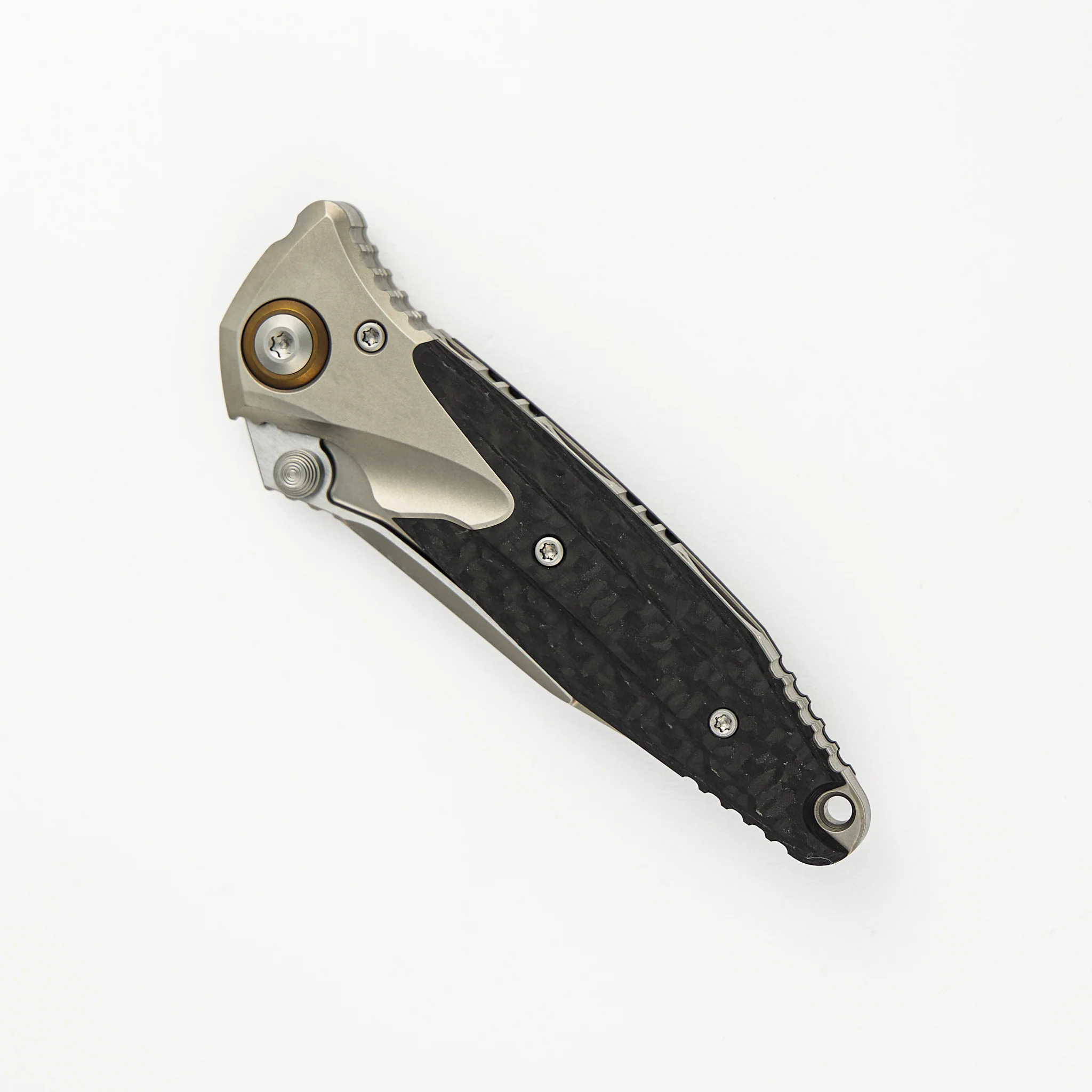 Socom Bravo Mini S/E Titanium/Carbon Fiber Handle Bead Blast Standard Fully Serrated Bronze Titanium Pivot Collar 260M-9CFTI - Image 3