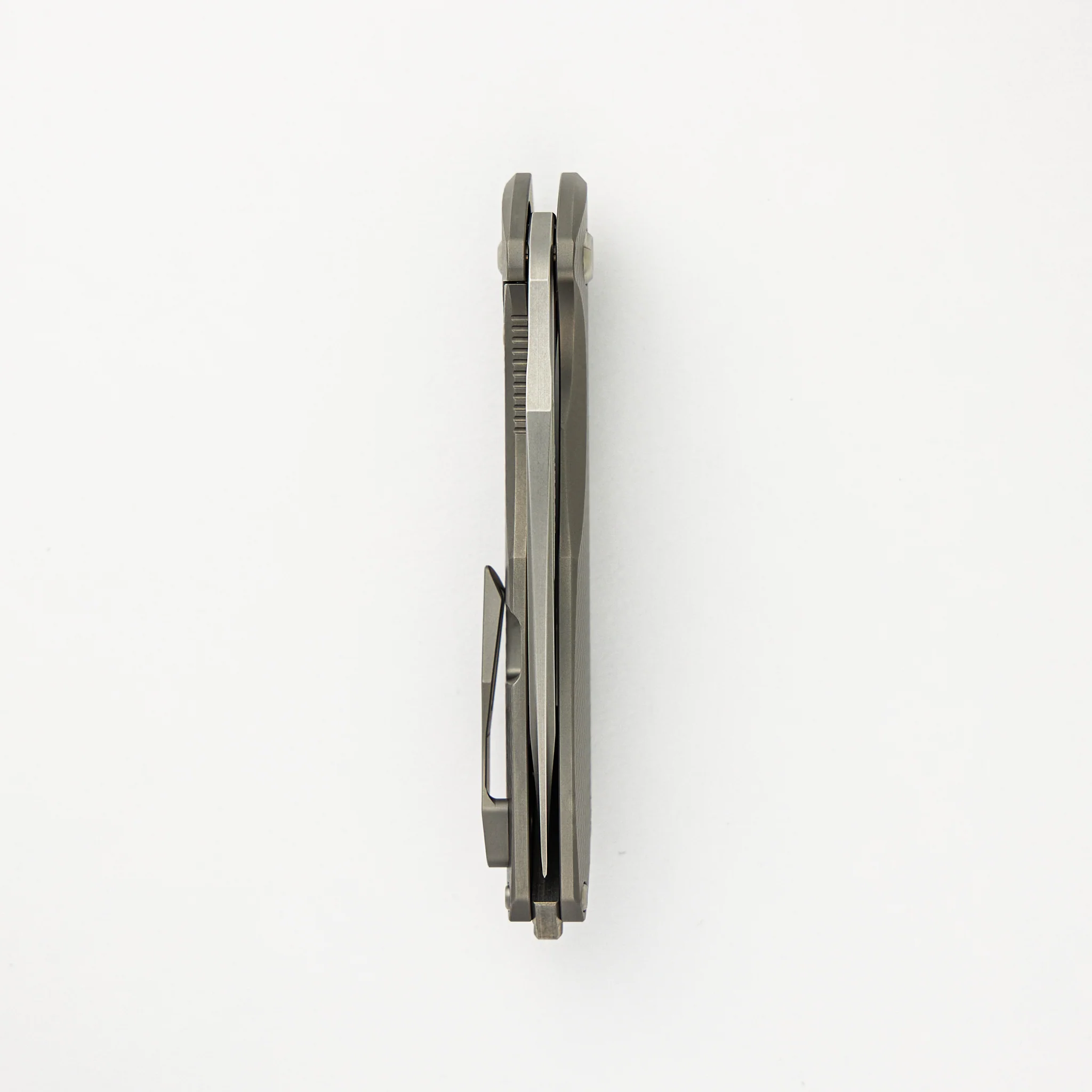 Mini Arius - Corda Titanium Handle - Silver Hardware - Burnished W/ Polished Flats M390 Blade - Image 5