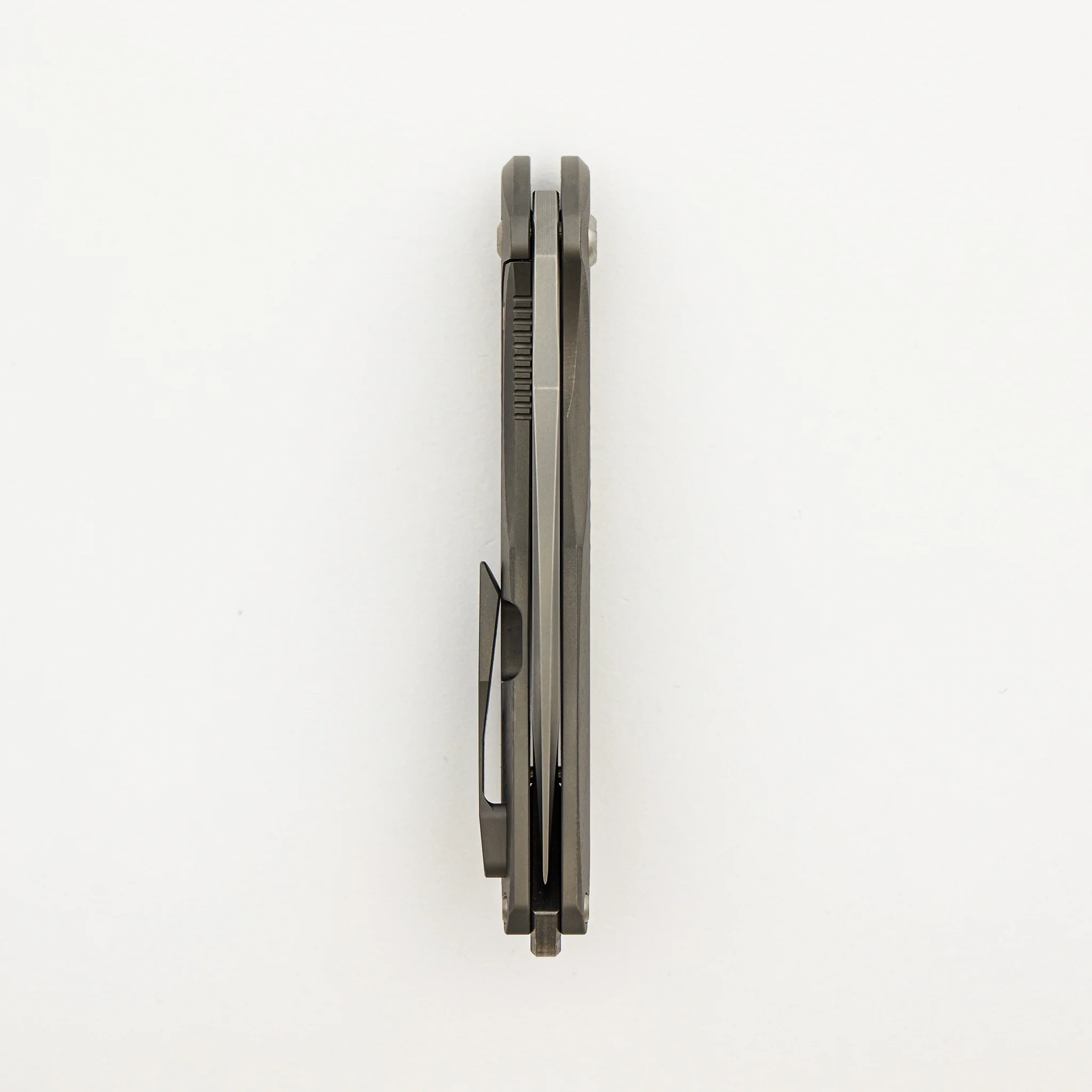 Mini Arius - Non Flipper - Patterned Titanium Handle - Silver Hardware - Burnished W/ Polished Flats M390 Blade - Image 5