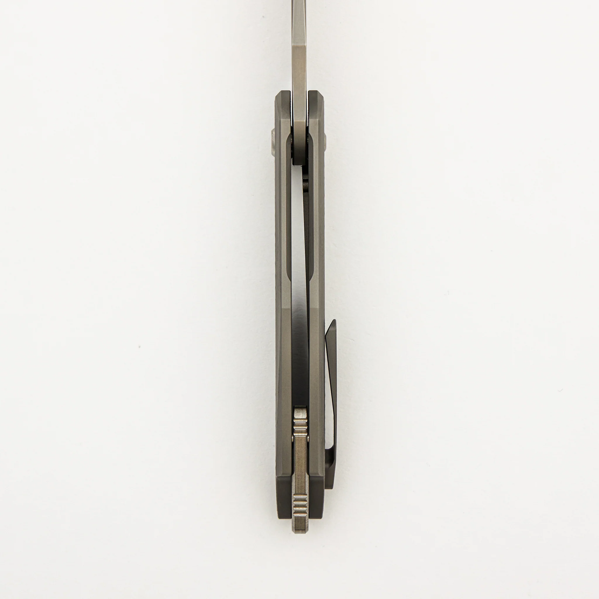 Mini Arius - Non Flipper - Patterned Titanium Handle - Silver Hardware - Burnished W/ Polished Flats M390 Blade - Image 7