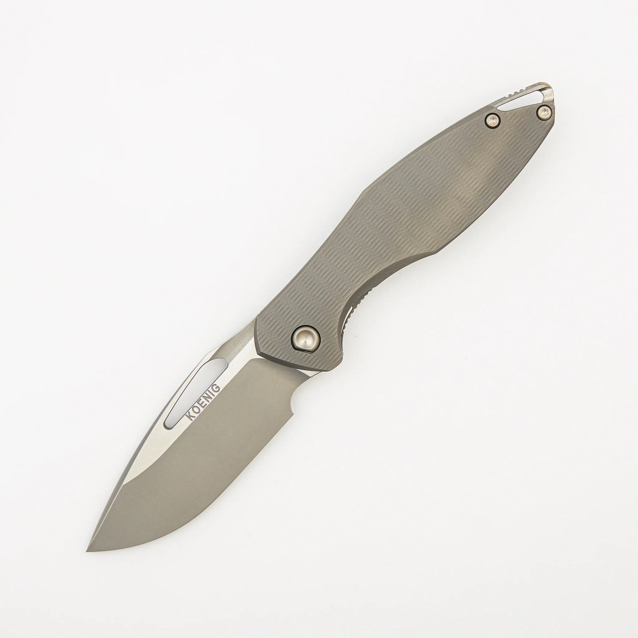 Mini Arius - Non Flipper - Plexa Titanium Handle - Silver Hardware - Burnished W/ Polished Flats M390 Blade