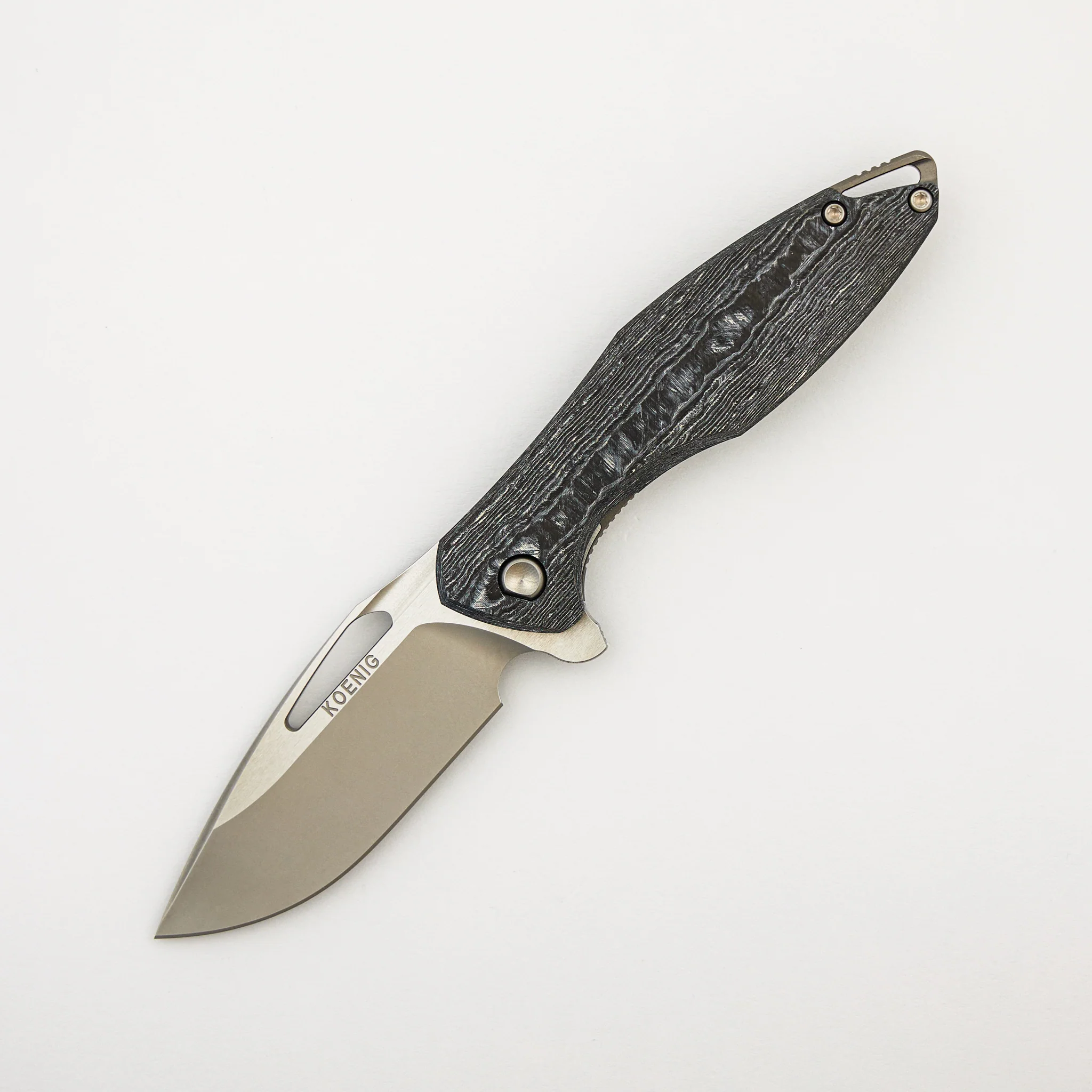 Mini Arius - Smooth White CarboTi Handle - Brightwashed W/ Polished Flats M390 Blade