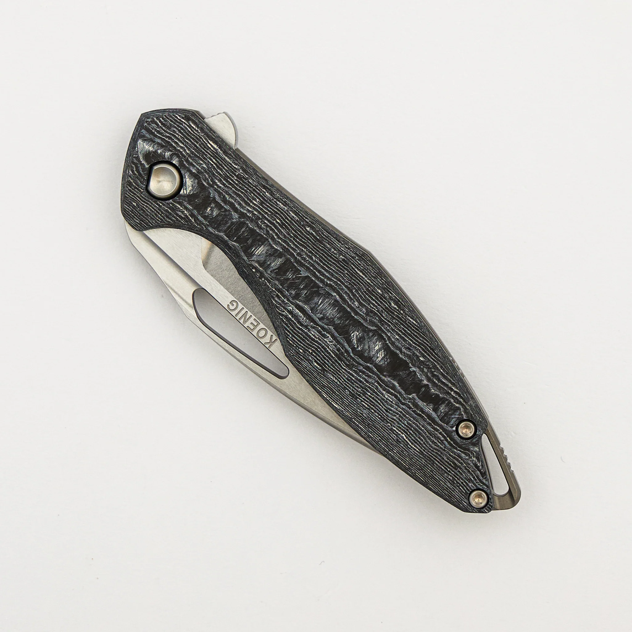 Mini Arius - Smooth White CarboTi Handle - Brightwashed W/ Polished Flats M390 Blade - Image 3