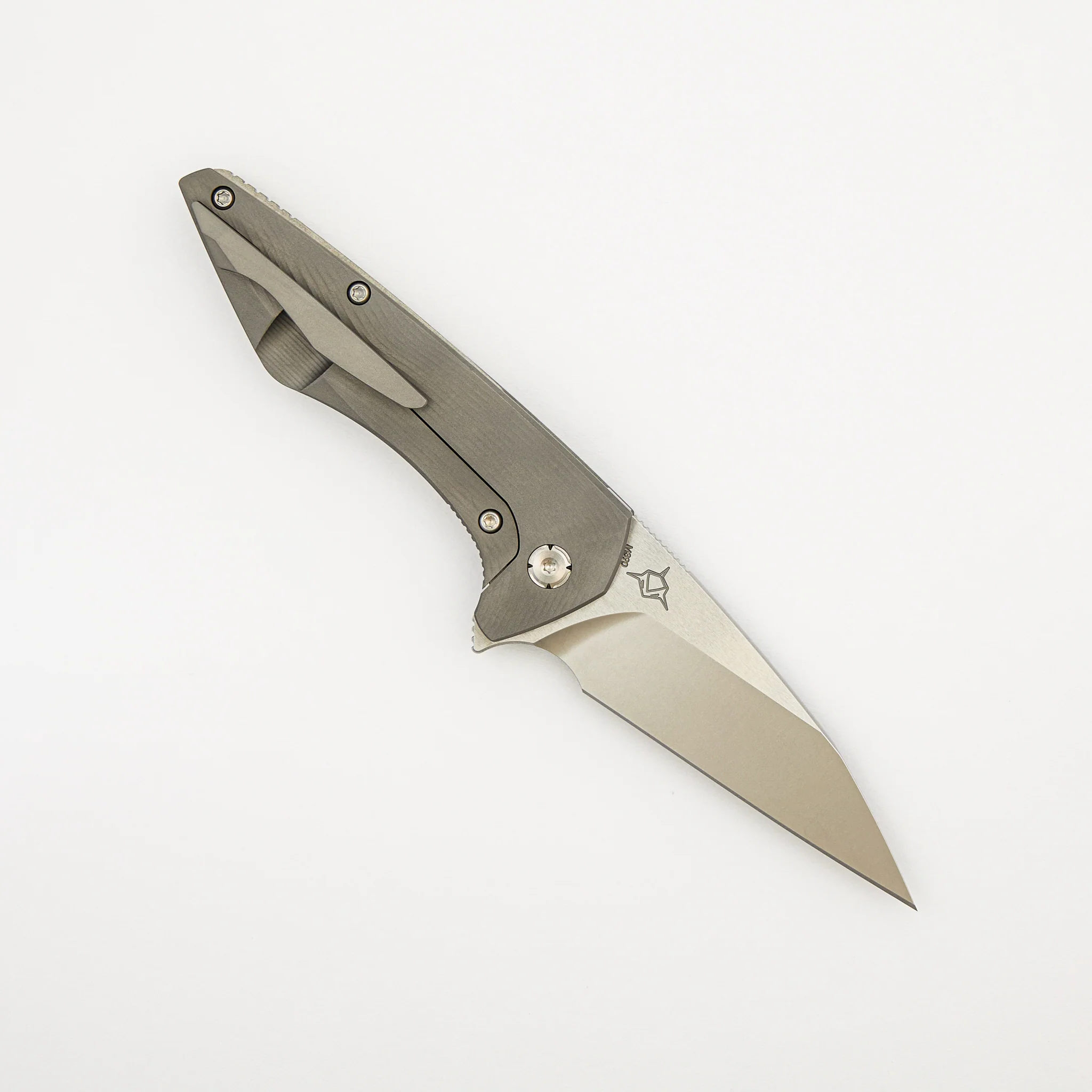 Mini Goblin - Sea Pattern Titanium Handle - Brightwashed W/ Polished Flats M390 Blade - Image 2