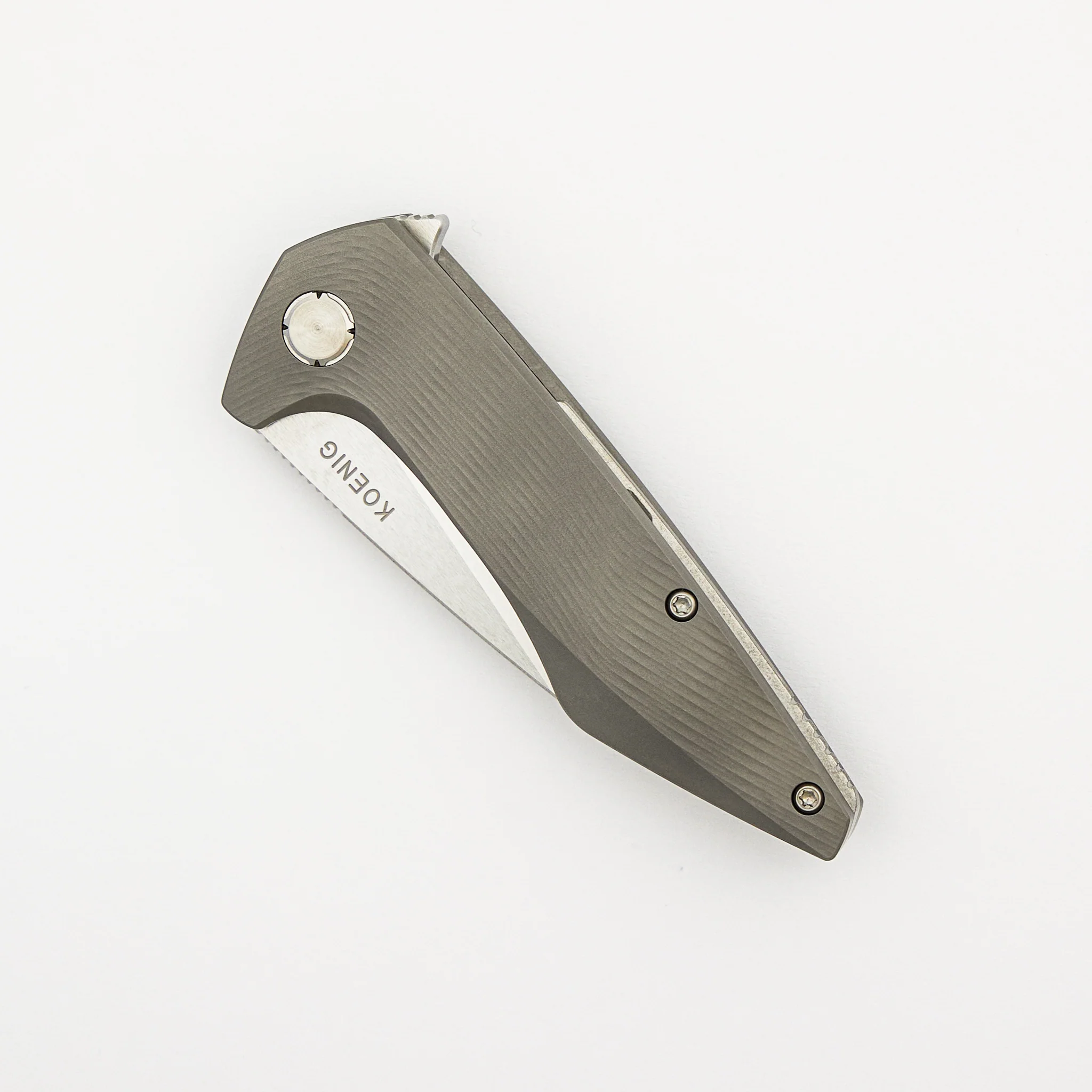 Mini Goblin - Sea Pattern Titanium Handle - Brightwashed W/ Polished Flats M390 Blade - Image 3