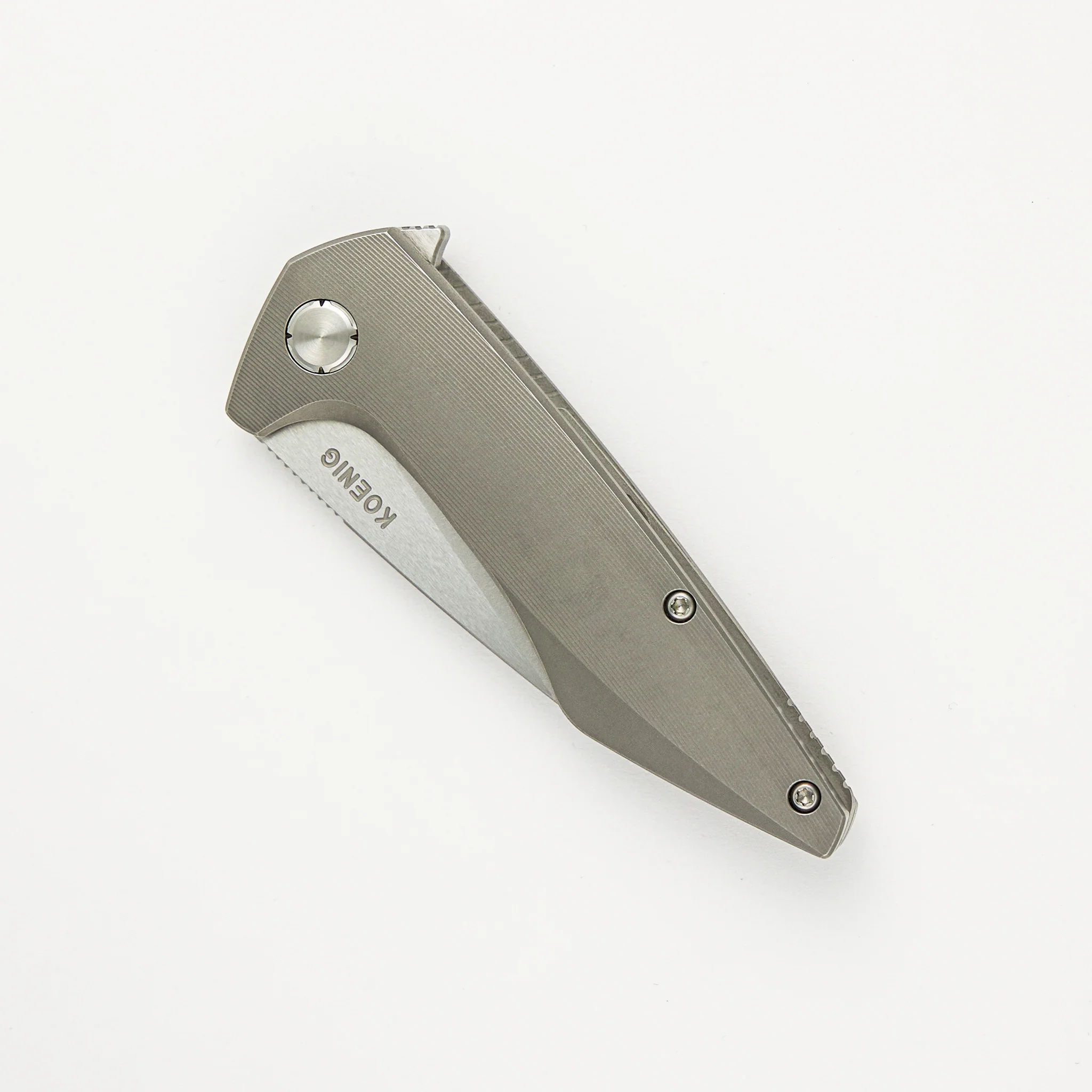 Mini Goblin - Smooth Burnished Titanium Handle - Burnished W/ Polished Flats M390 Blade - Image 3