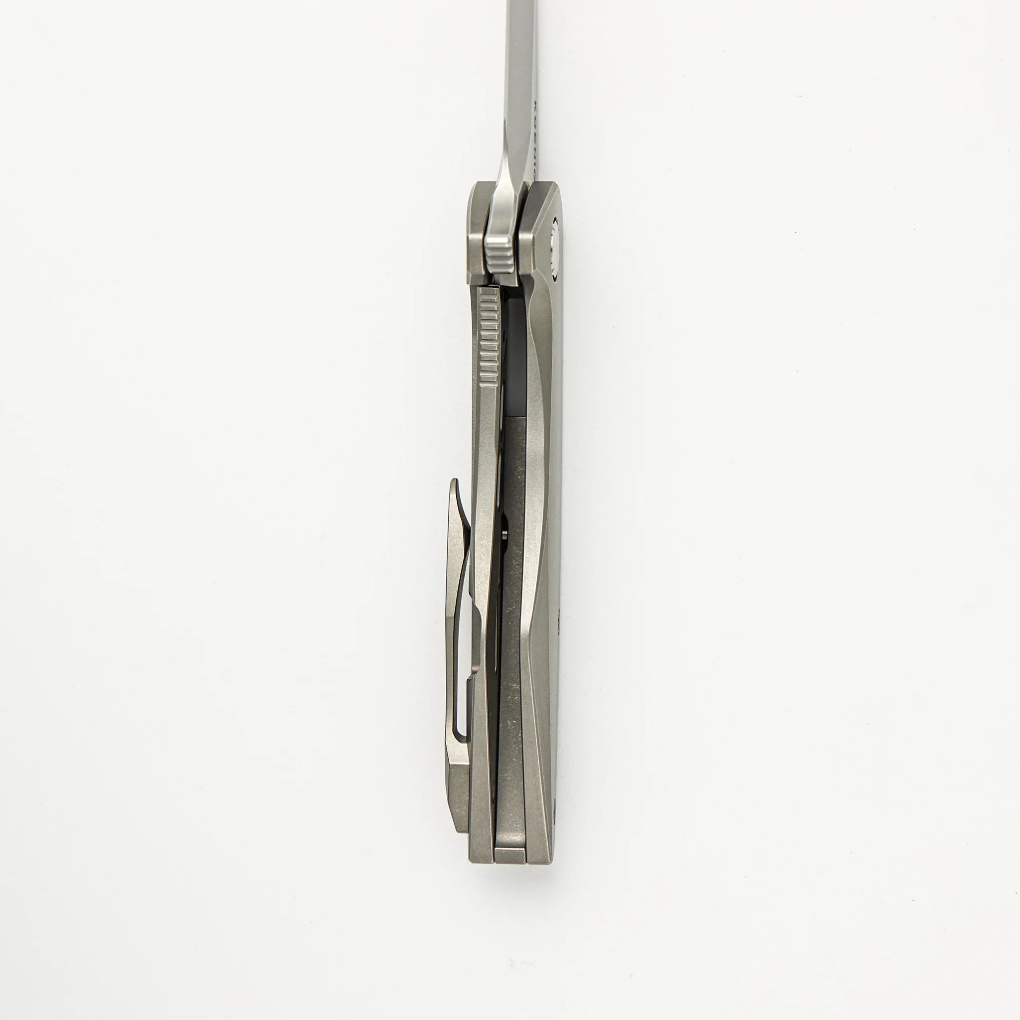 Mini Goblin - Smooth Burnished Titanium Handle - Burnished W/ Polished Flats M390 Blade - Image 6