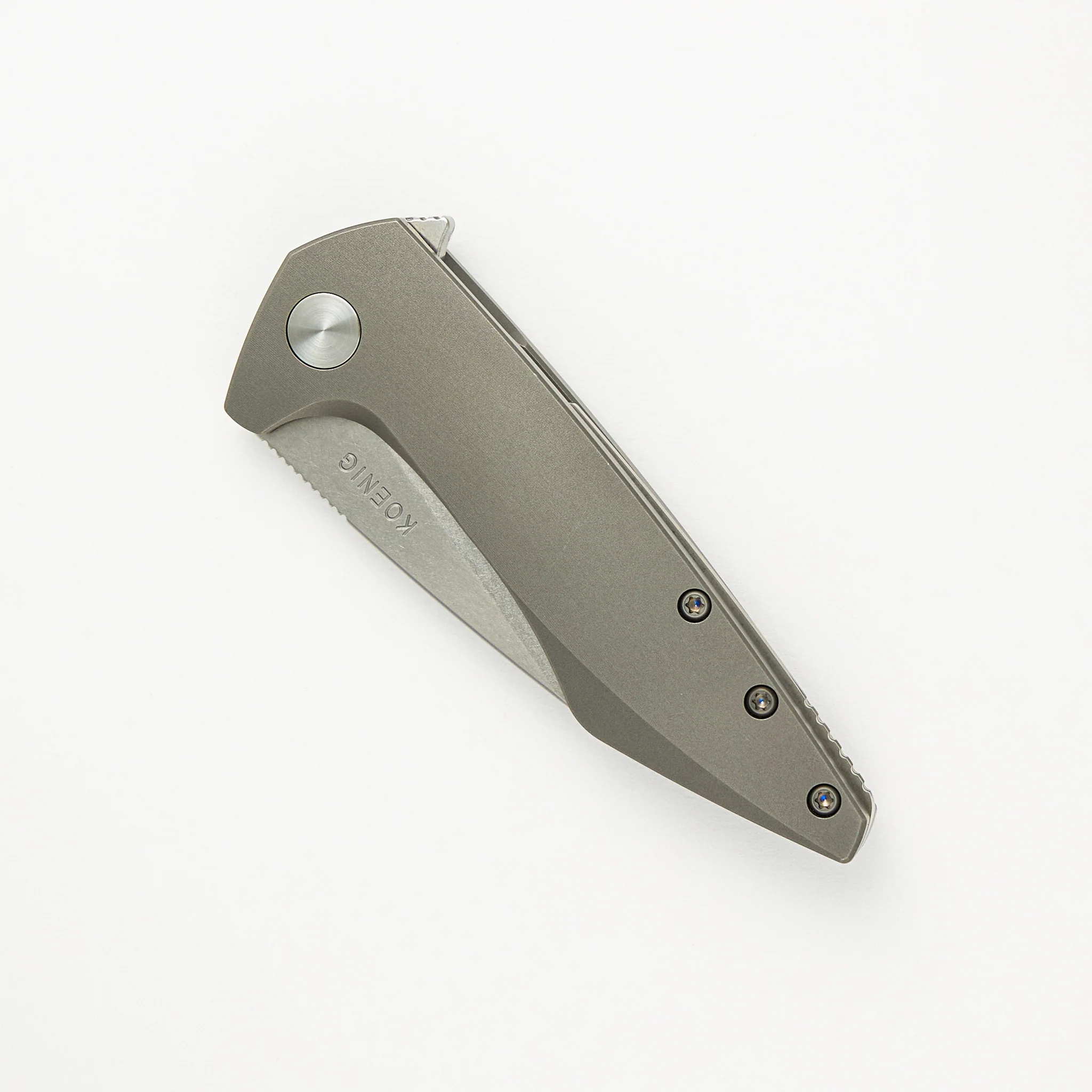 Mini Goblin - Smooth Titanium Handle - Stonewashed M390 Blade - Image 3