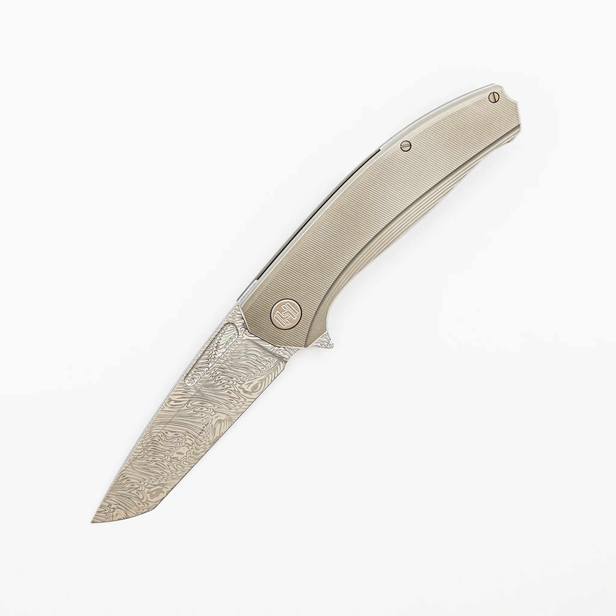 Mini Veli - Textured Titanium Handle - Damasteel Grabak Blade