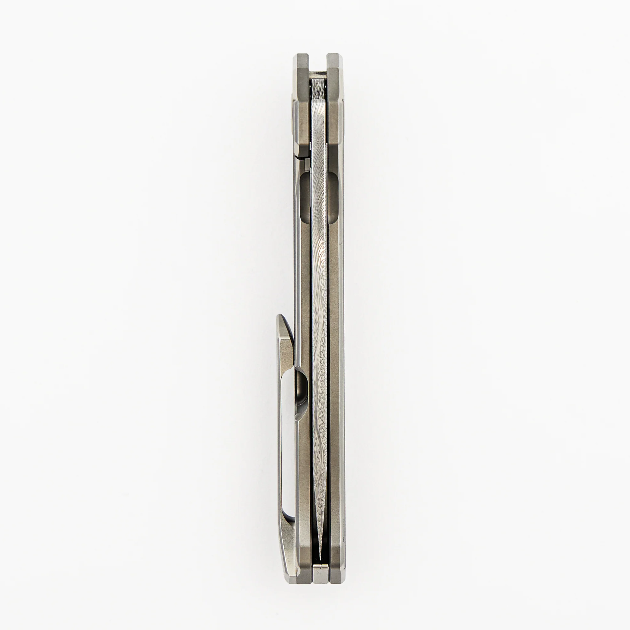 Mini Veli - Textured Titanium Handle - Damasteel Grabak Blade - Image 5