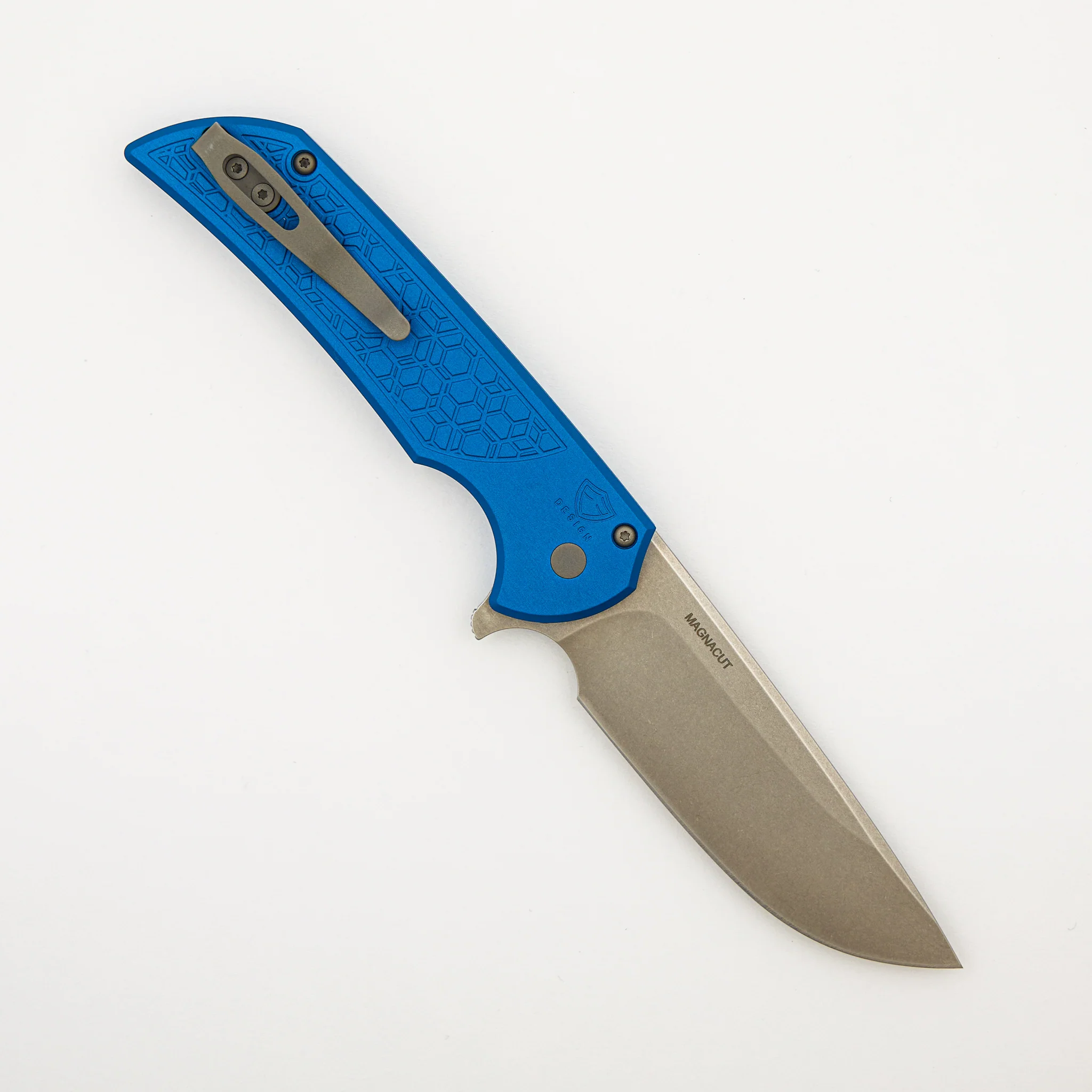 Mordax - Blue "Gridlock" Textured Handle - Stonewash MagnaCut Blade - MX105-Blue-Gridlock - Image 2