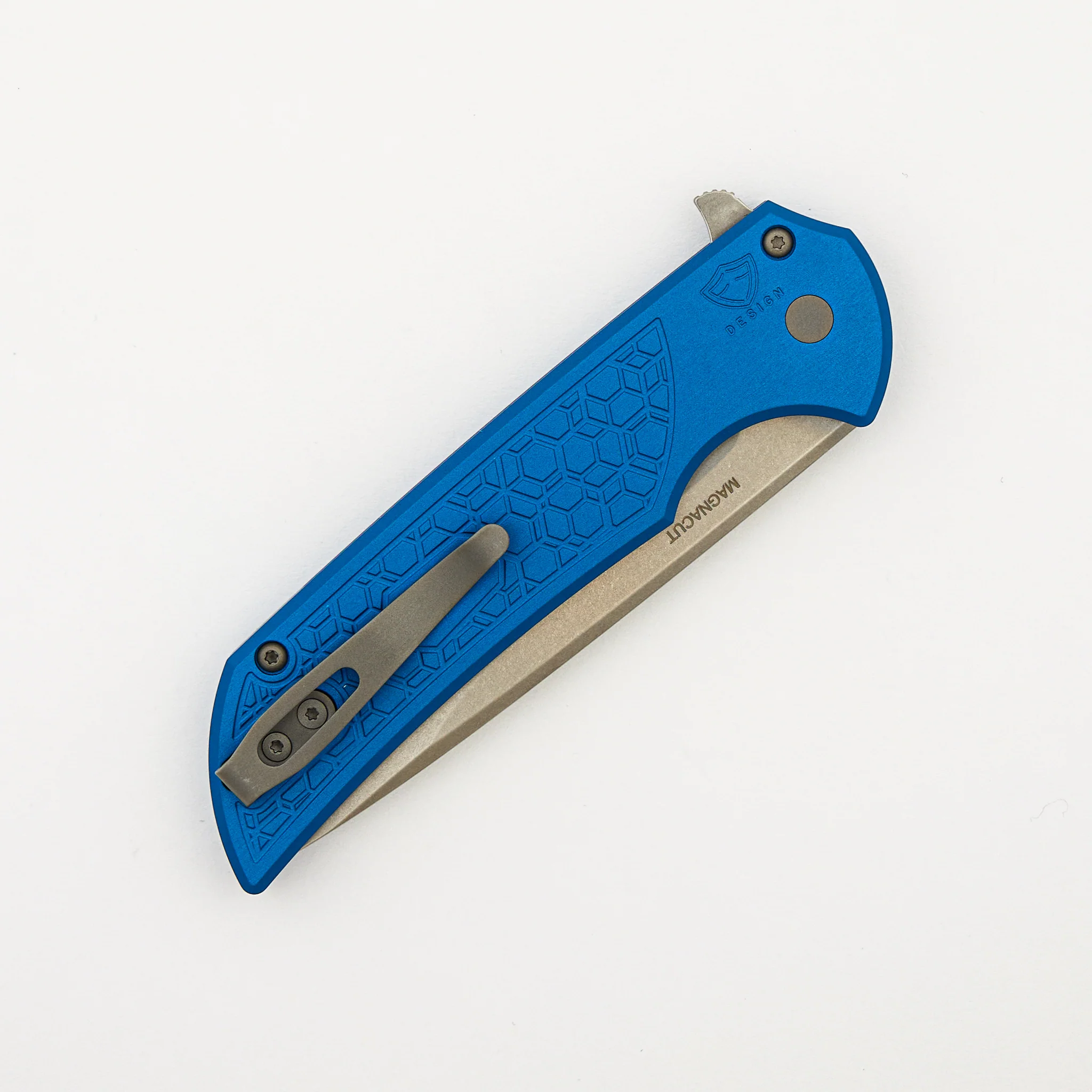 Mordax - Blue "Gridlock" Textured Handle - Stonewash MagnaCut Blade - MX105-Blue-Gridlock - Image 4