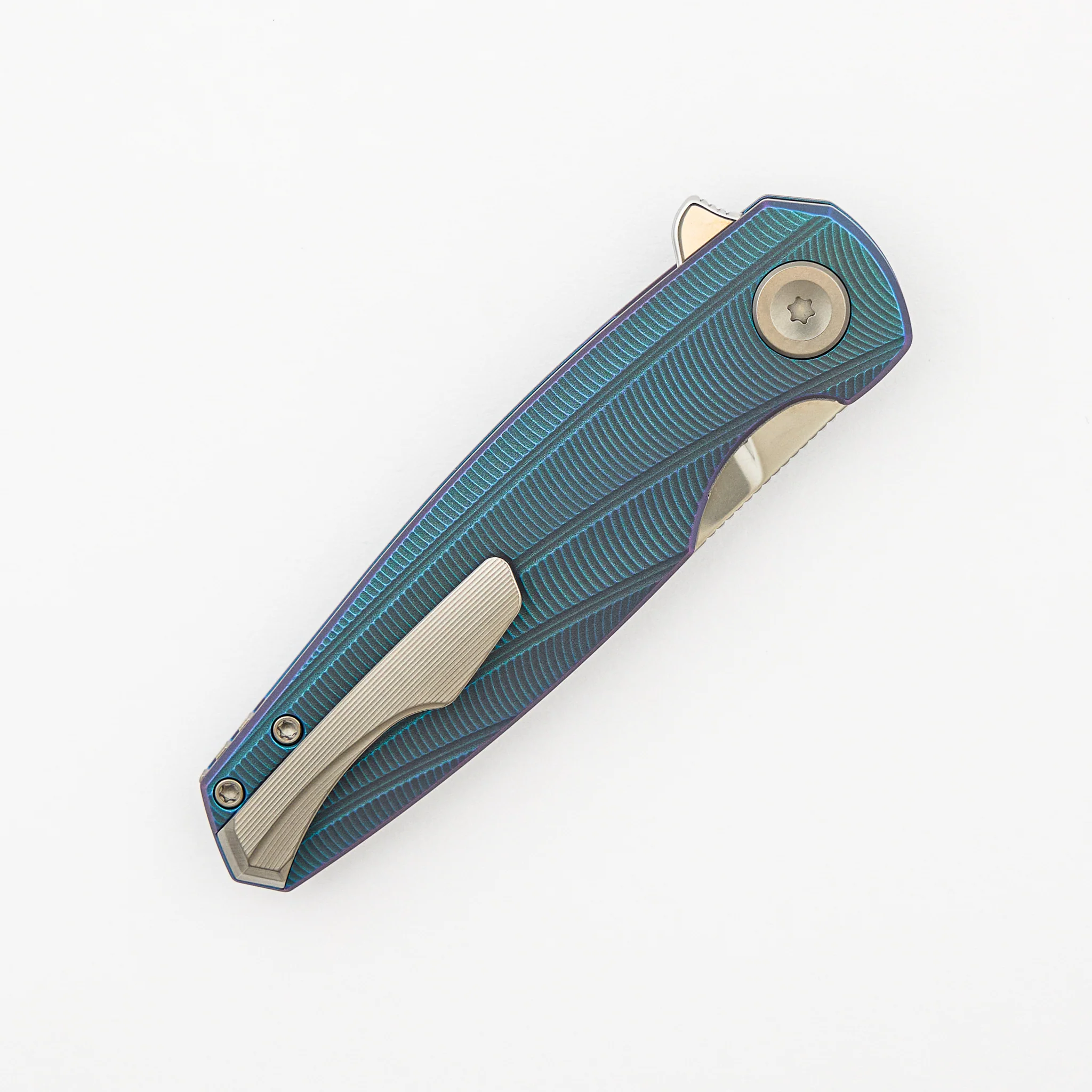 Morpheus Liner Lock - Burnished/Anodized/Widow Titanium Handle - Near Mirror M390 Blade - Image 4