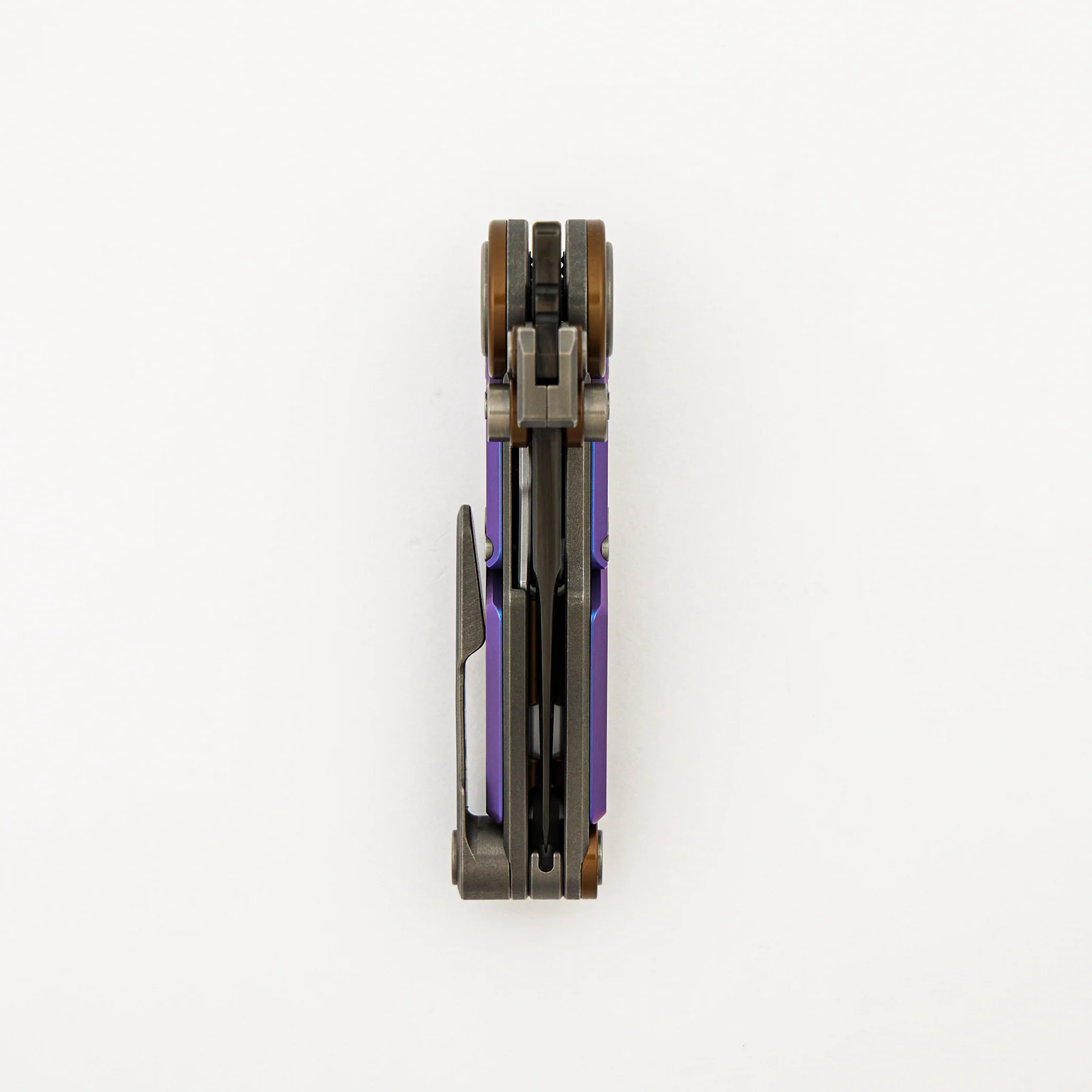 MT-22 Mini S-08 - Stonewash/Purple/Bronze Anodized Titanium Handle - Black M390 Blade - Image 5