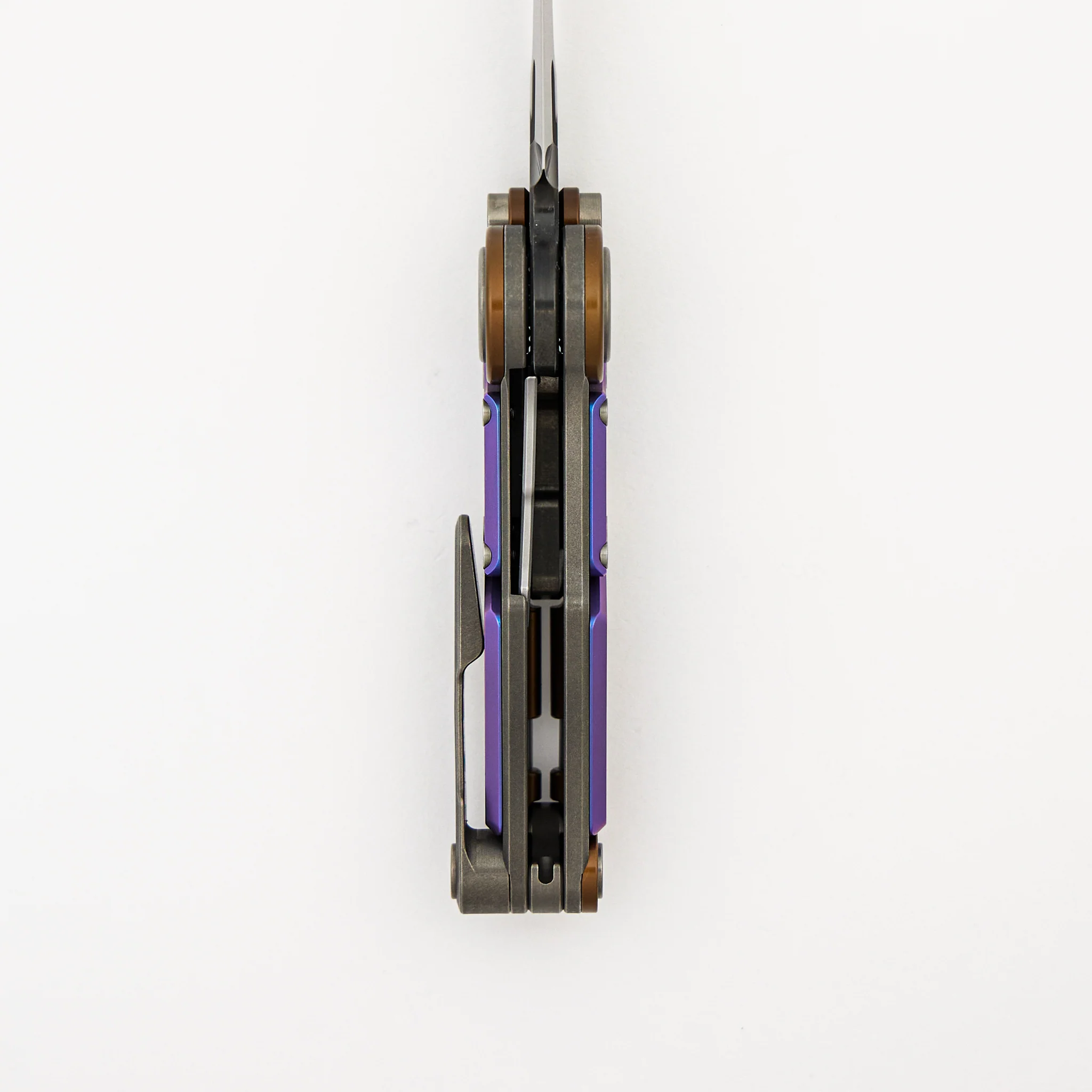 MT-22 Mini S-08 - Stonewash/Purple/Bronze Anodized Titanium Handle - Black M390 Blade - Image 6