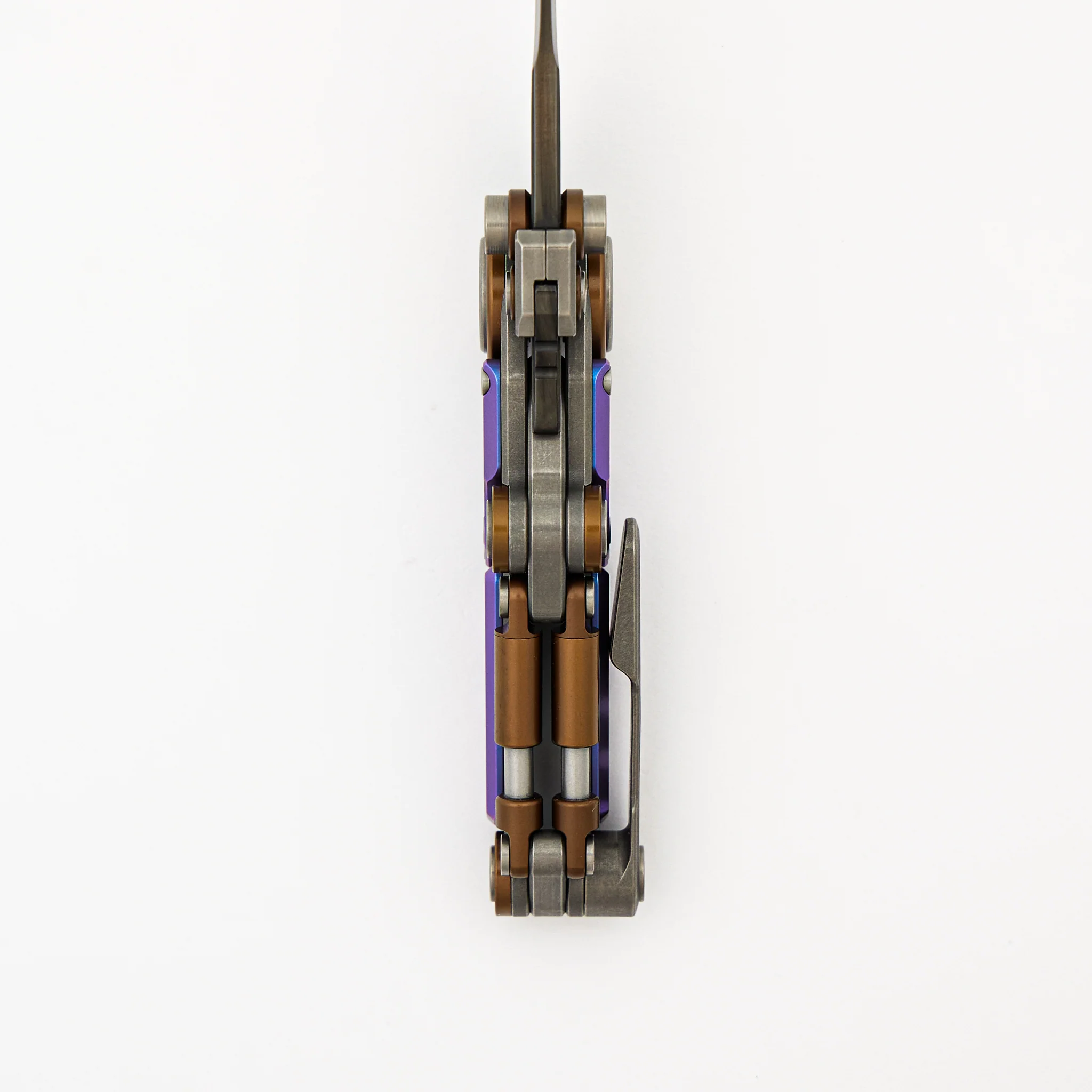 MT-22 Mini S-08 - Stonewash/Purple/Bronze Anodized Titanium Handle - Black M390 Blade - Image 7