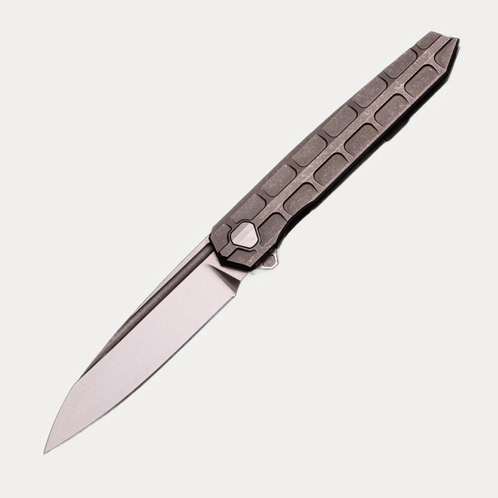 Cypher Mini β Full Tech Series β Stonewashed Ti Handle β Bright Stonewashed M390 Blade