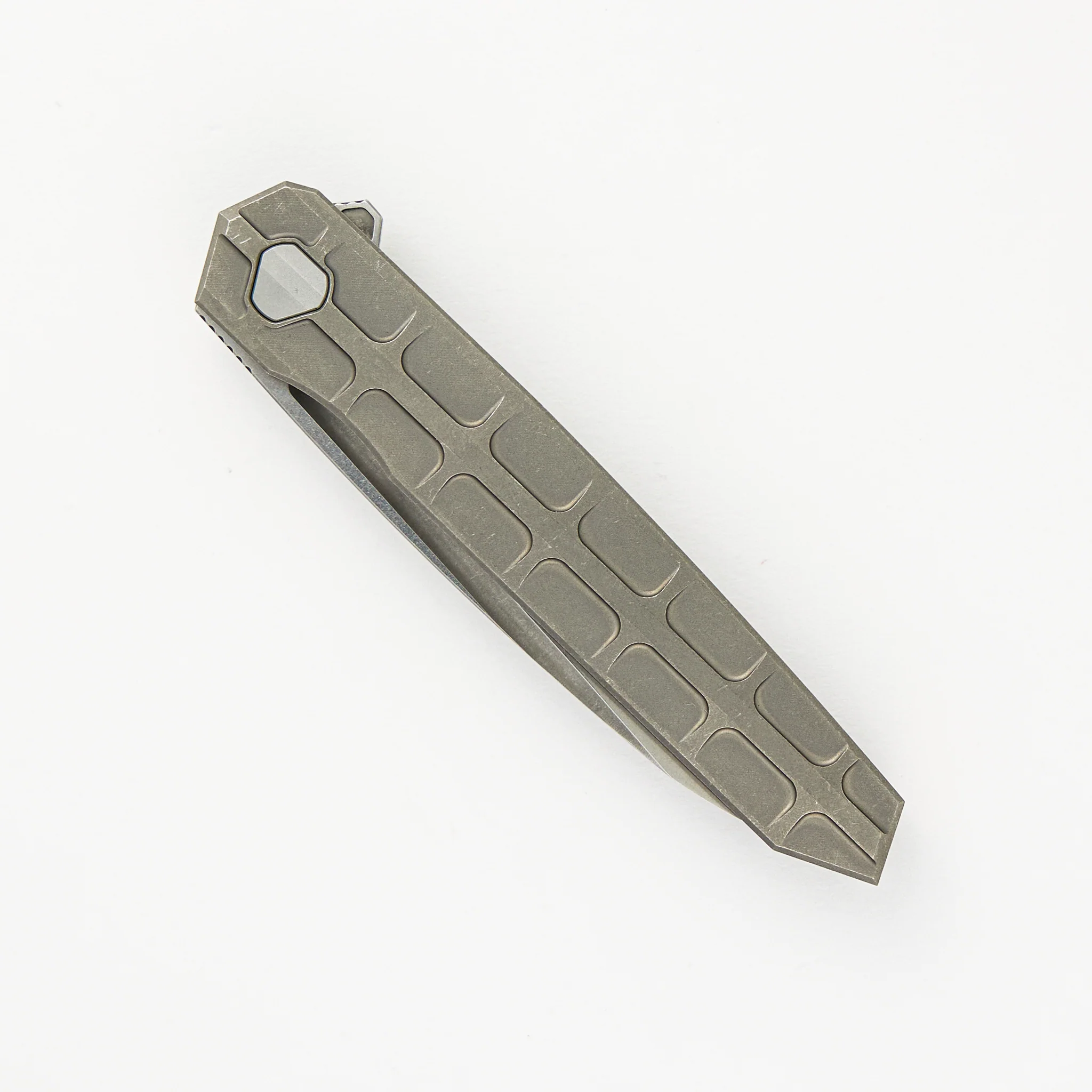 Cypher Mini – Full Tech Series – Stonewashed Ti Handle – Bright Stonewashed M390 Blade - Image 3