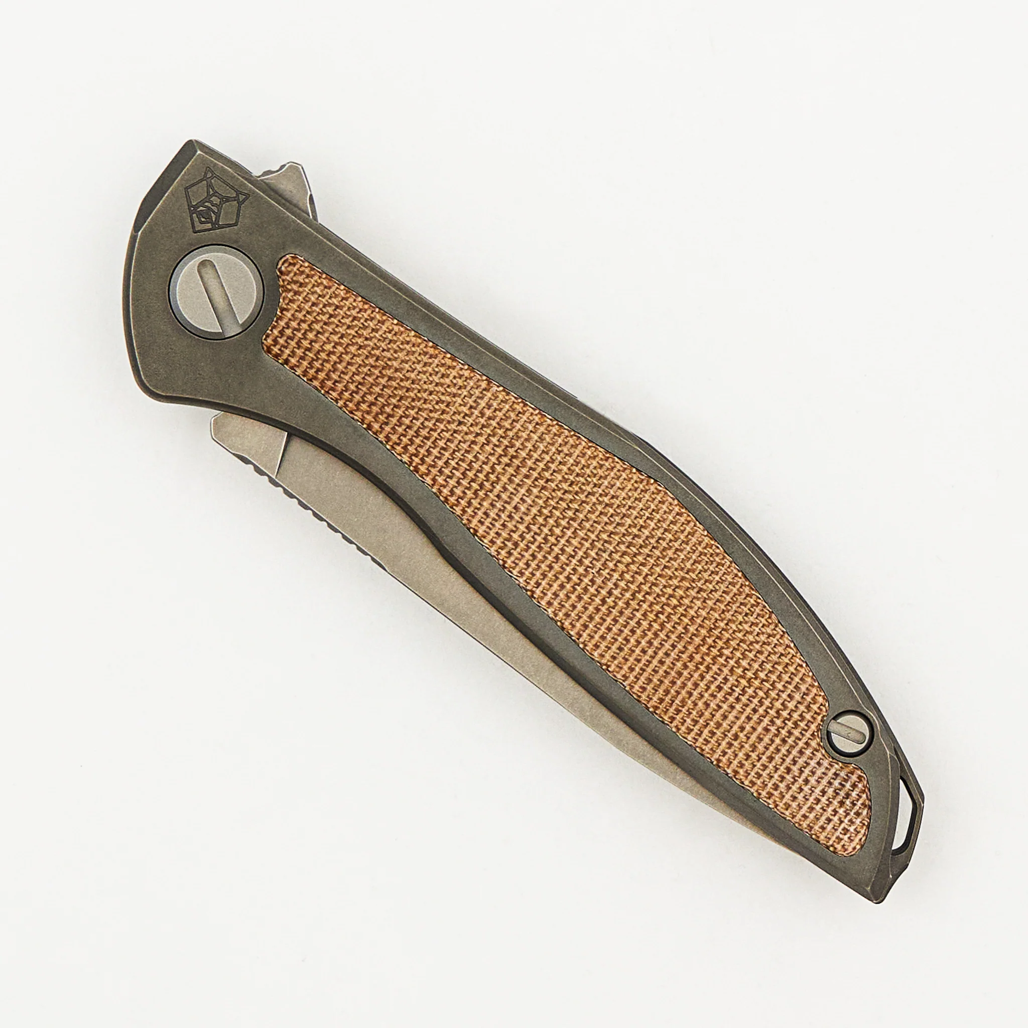 NeOn NL - Elmax Blade - Titanium/Natural Canvas Micarta Handle - MRBS - Image 3