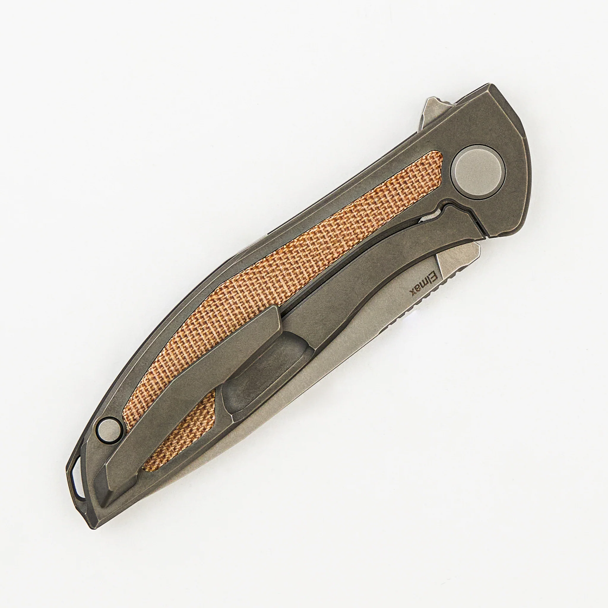 NeOn NL - Elmax Blade - Titanium/Natural Canvas Micarta Handle - MRBS - Image 4