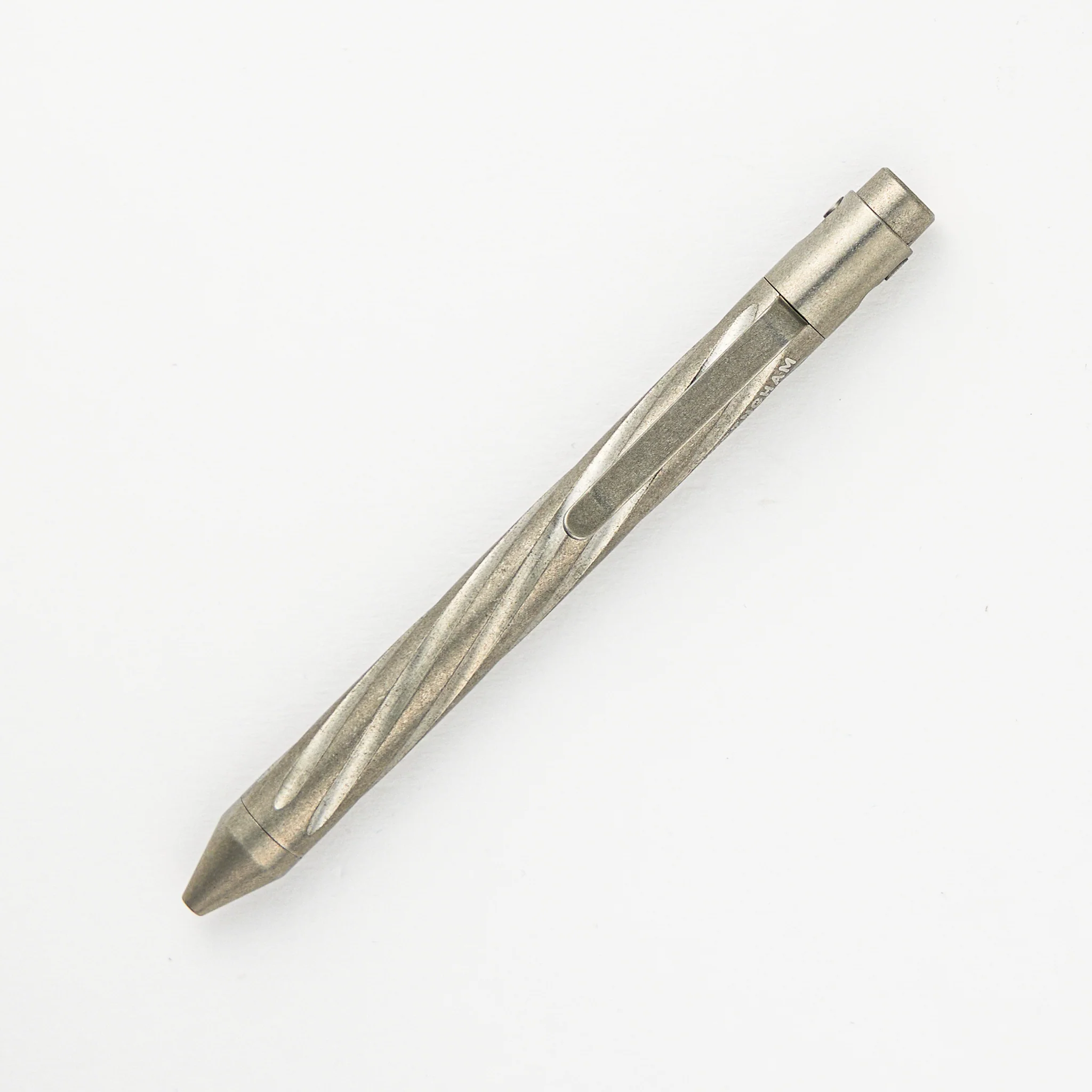 TiButton - Titanium Parker Full Spiral Flute RH SL Tumbled Pen